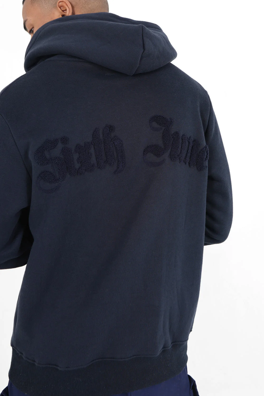 Sweatshirt capuche logo bouclette Bleu foncé - Image 3