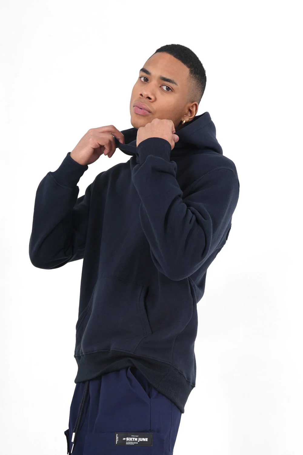 Sweatshirt capuche logo bouclette Bleu foncé - Image 4