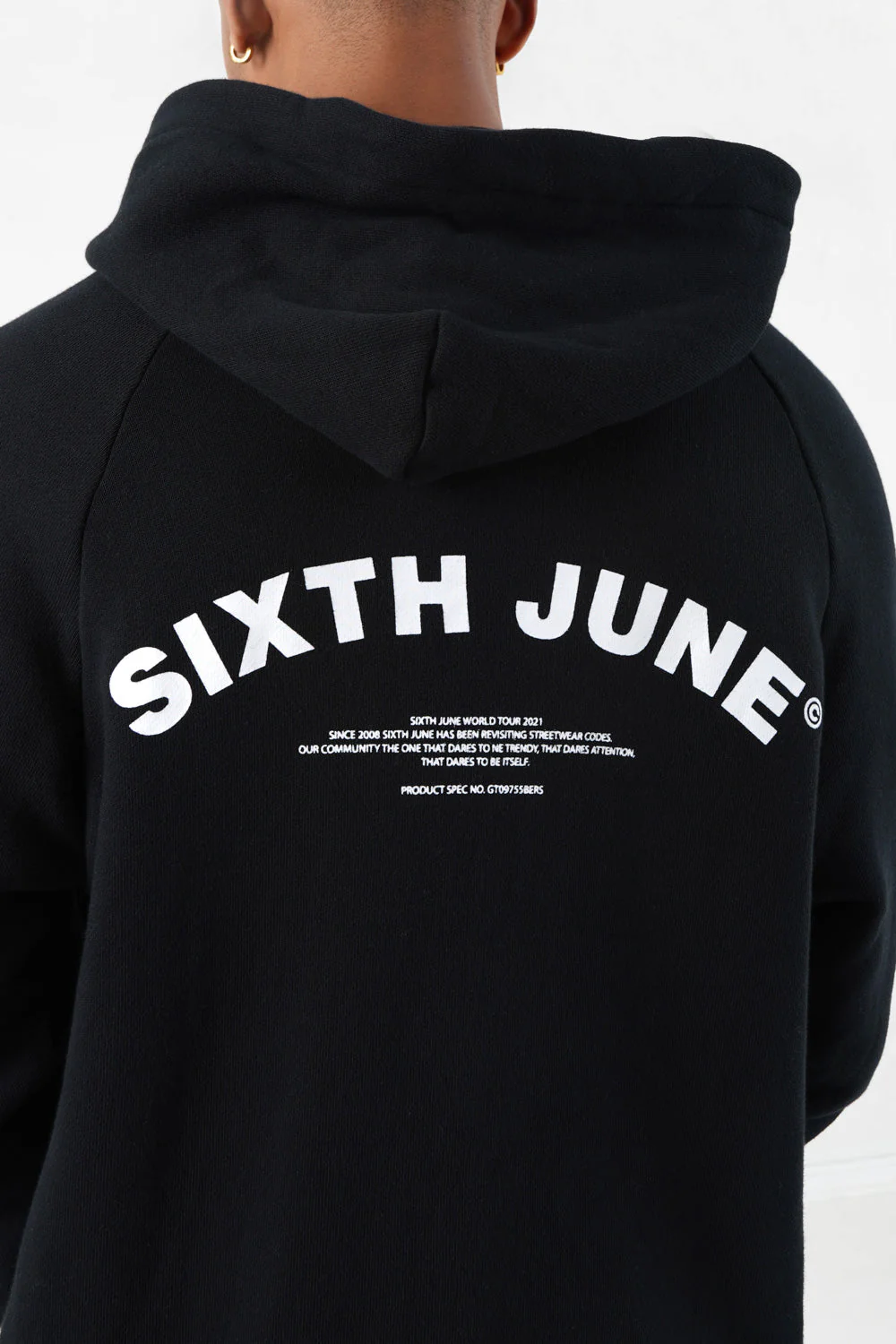 Sweat capuche logo incurvé Noir - Image 3