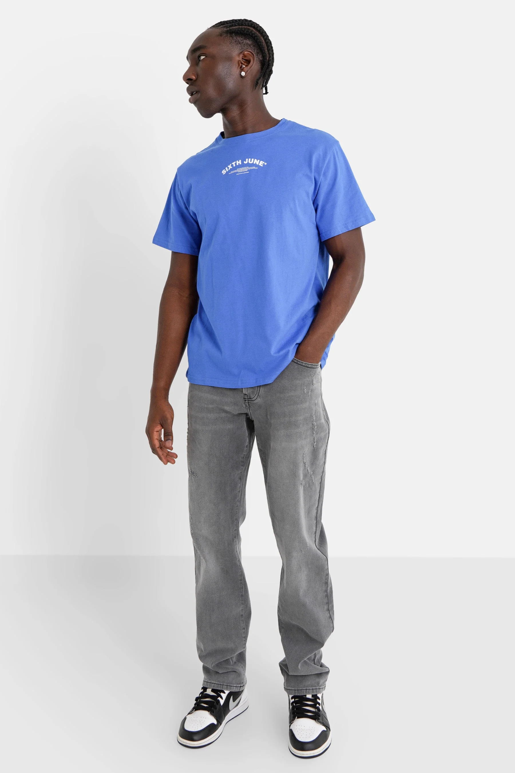 T-shirt logo incurvé avant arrière Bleu foncé - Image 2