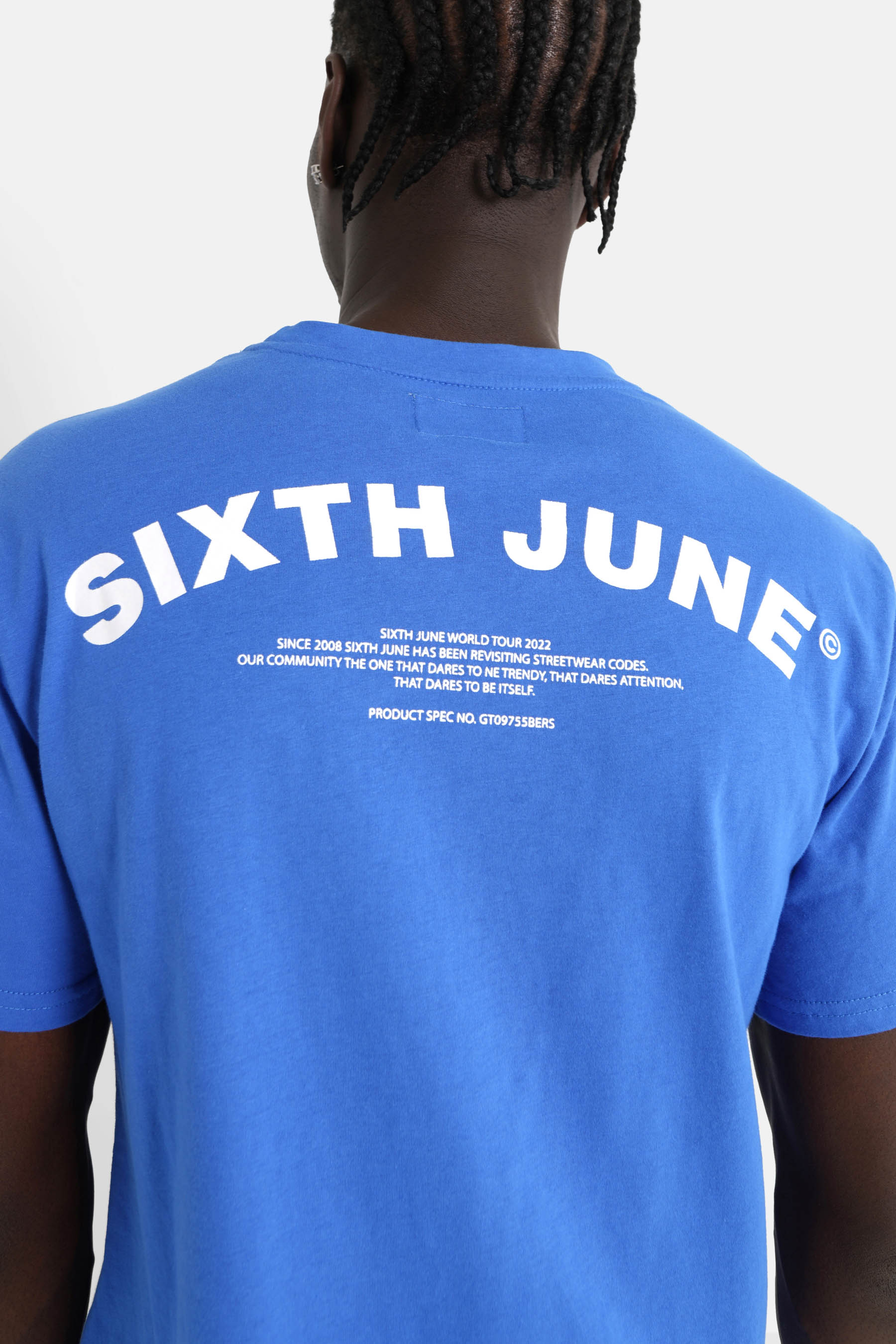 T-shirt logo incurvé avant arrière Bleu foncé - Image 3