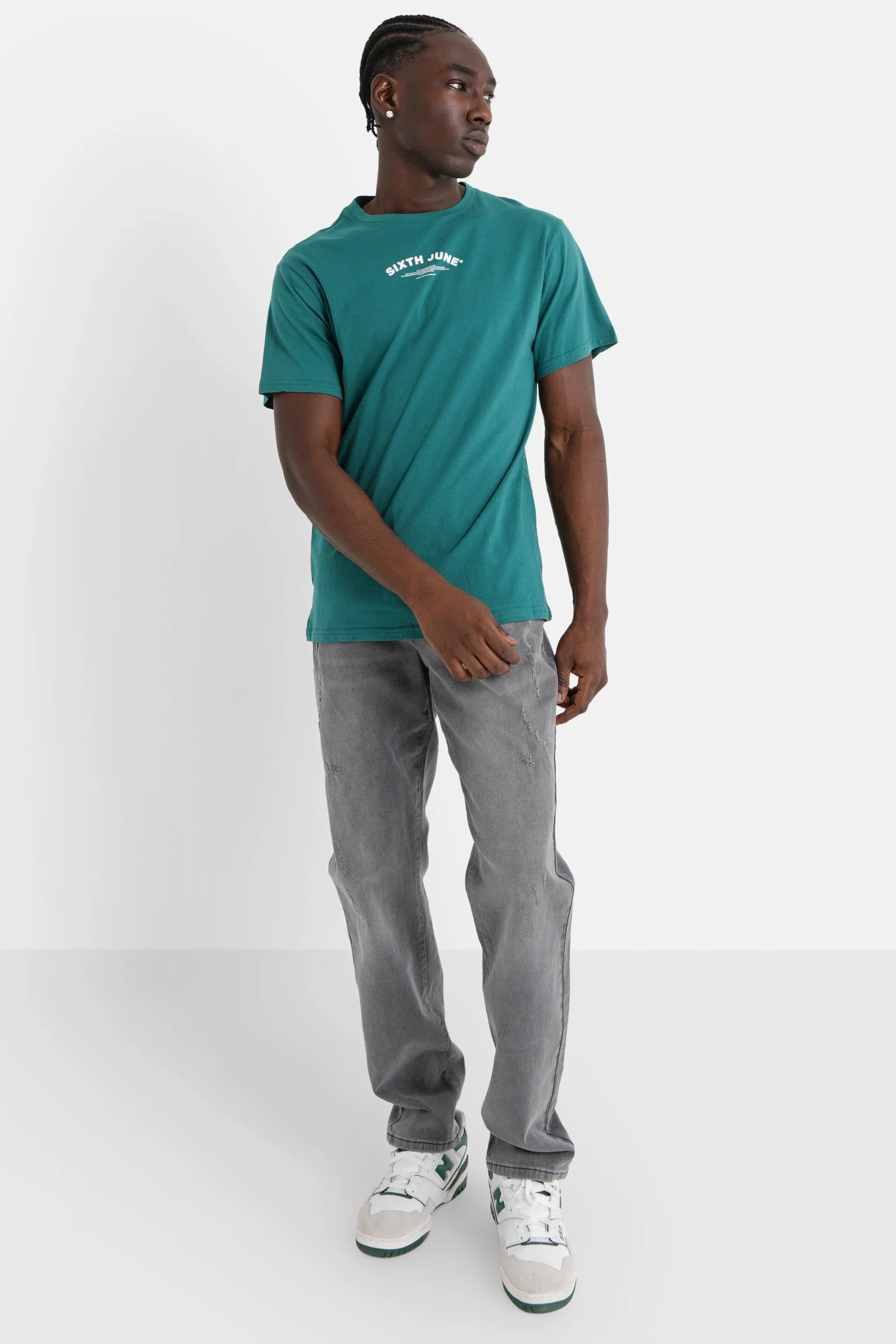 T-shirt logo incurvé avant arrière Vert foncé - Image 2
