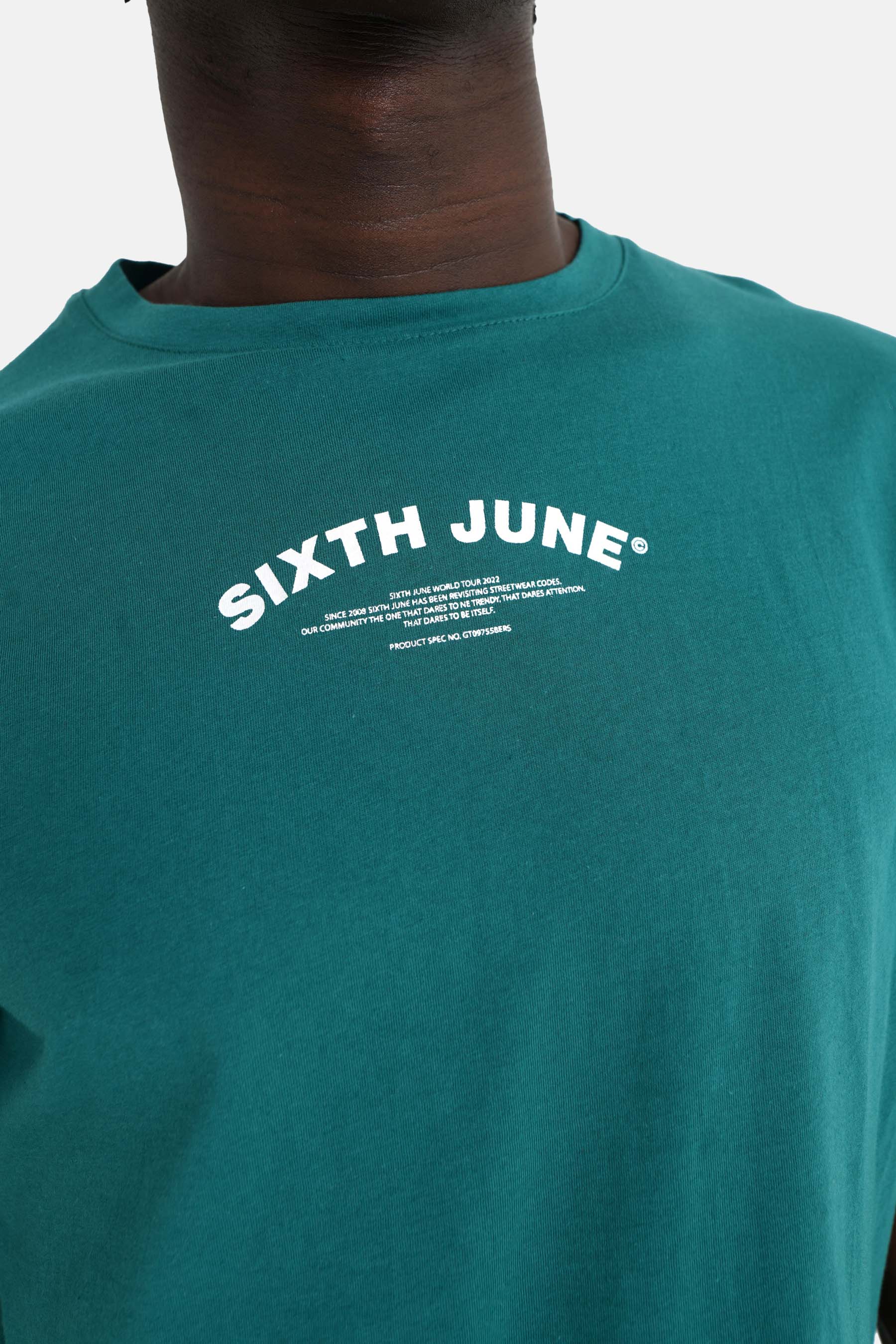 T-shirt logo incurvé avant arrière Vert foncé - Image 3