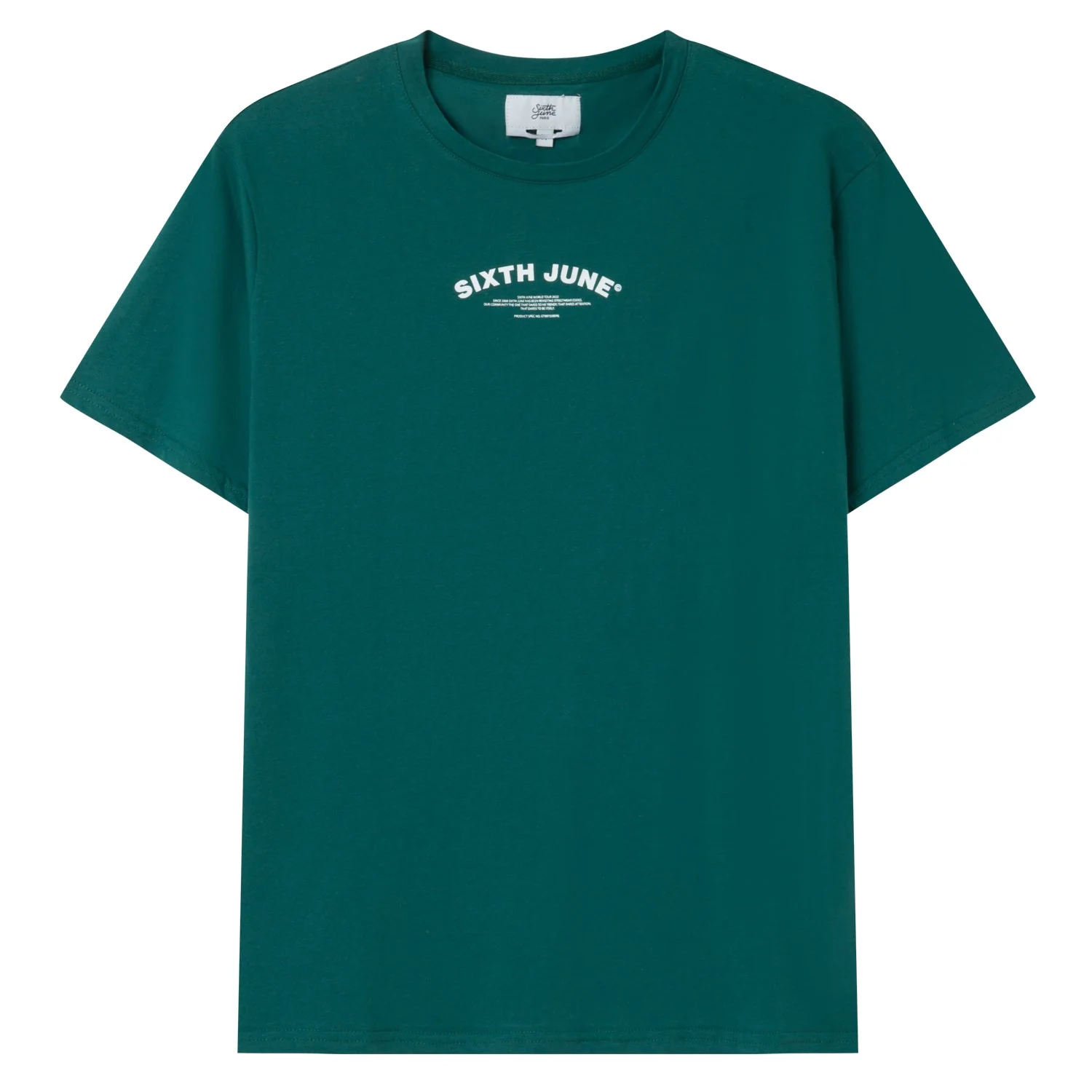 T-shirt logo incurvé avant arrière Vert foncé - Image 7