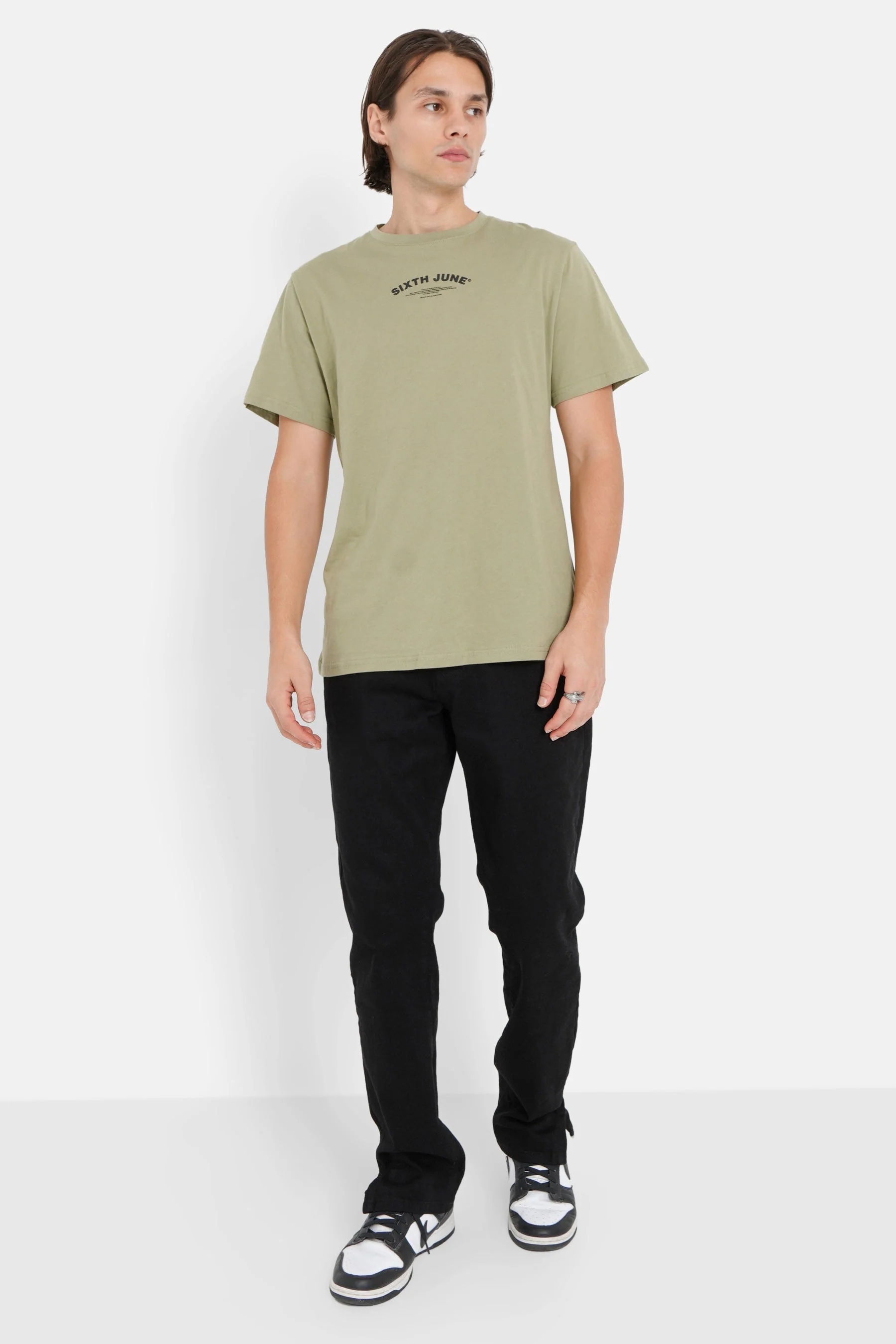 T-shirt logo incurvé avant arrière Vert - Image 2