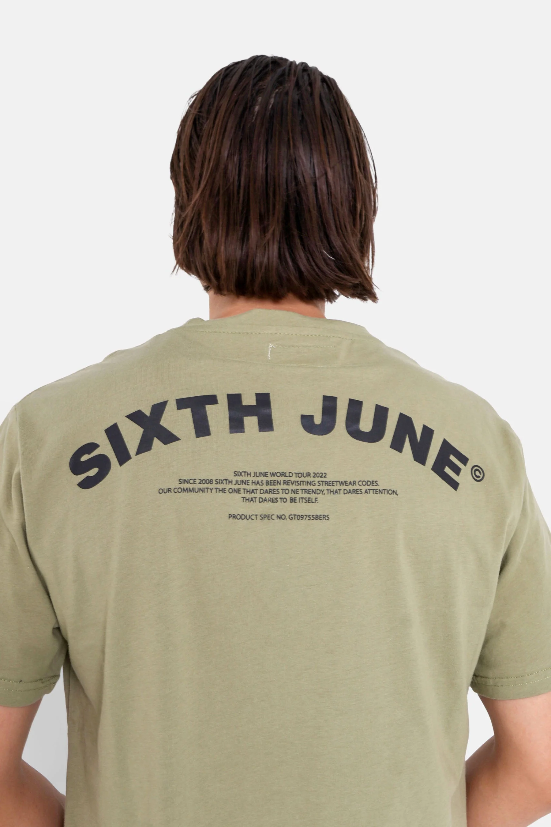 T-shirt logo incurvé avant arrière Vert - Image 3