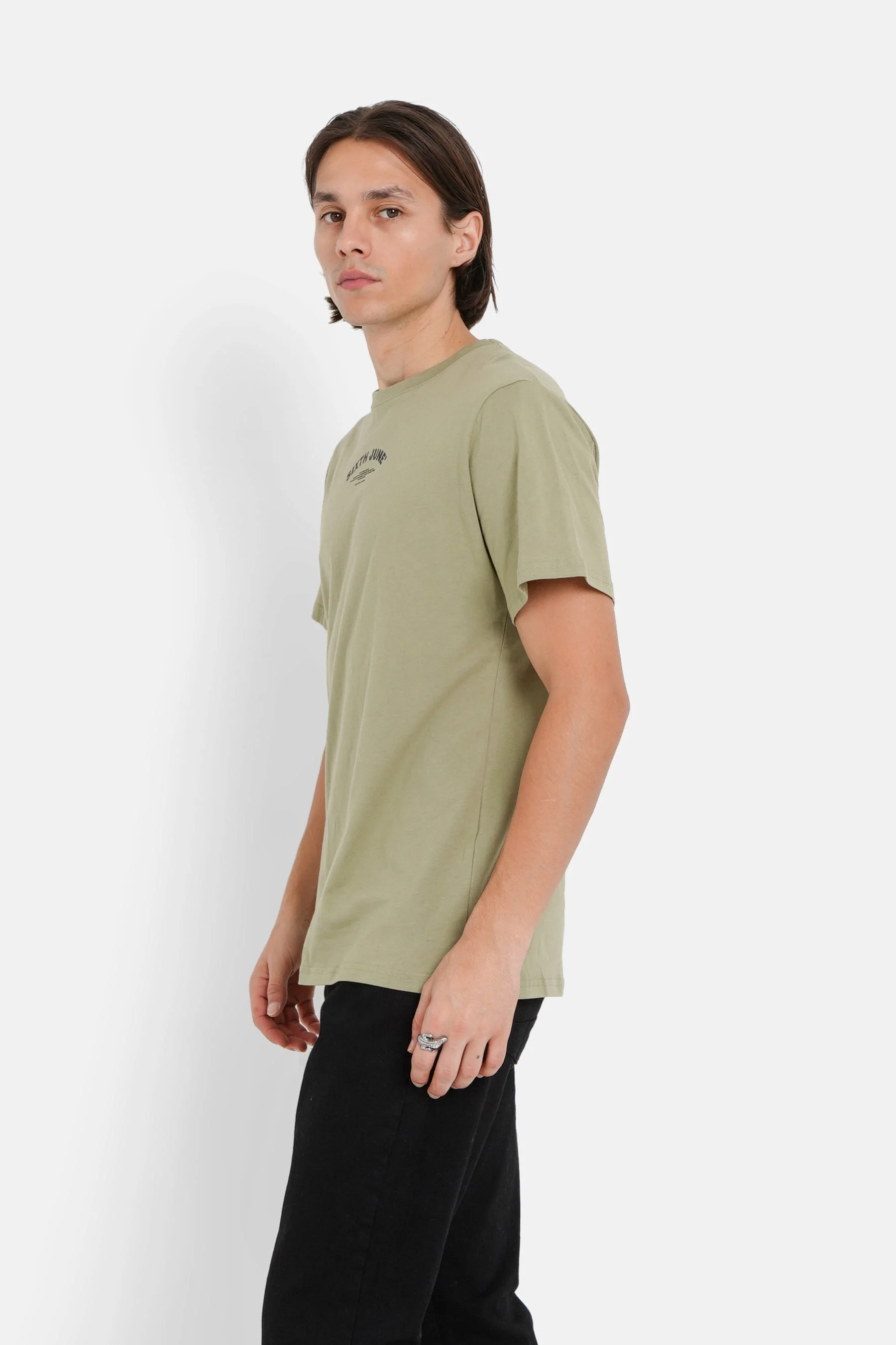 T-shirt logo incurvé avant arrière Vert - Image 4