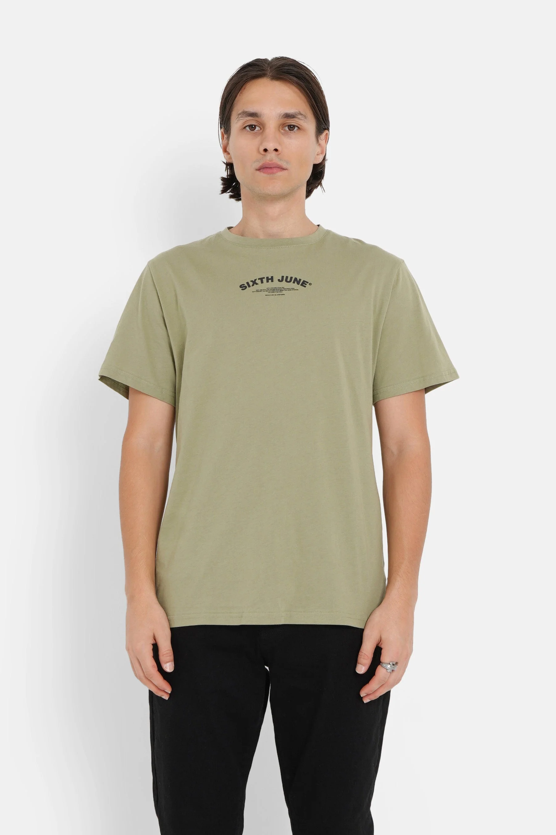 T-shirt logo incurvé avant arrière Vert - Image 5