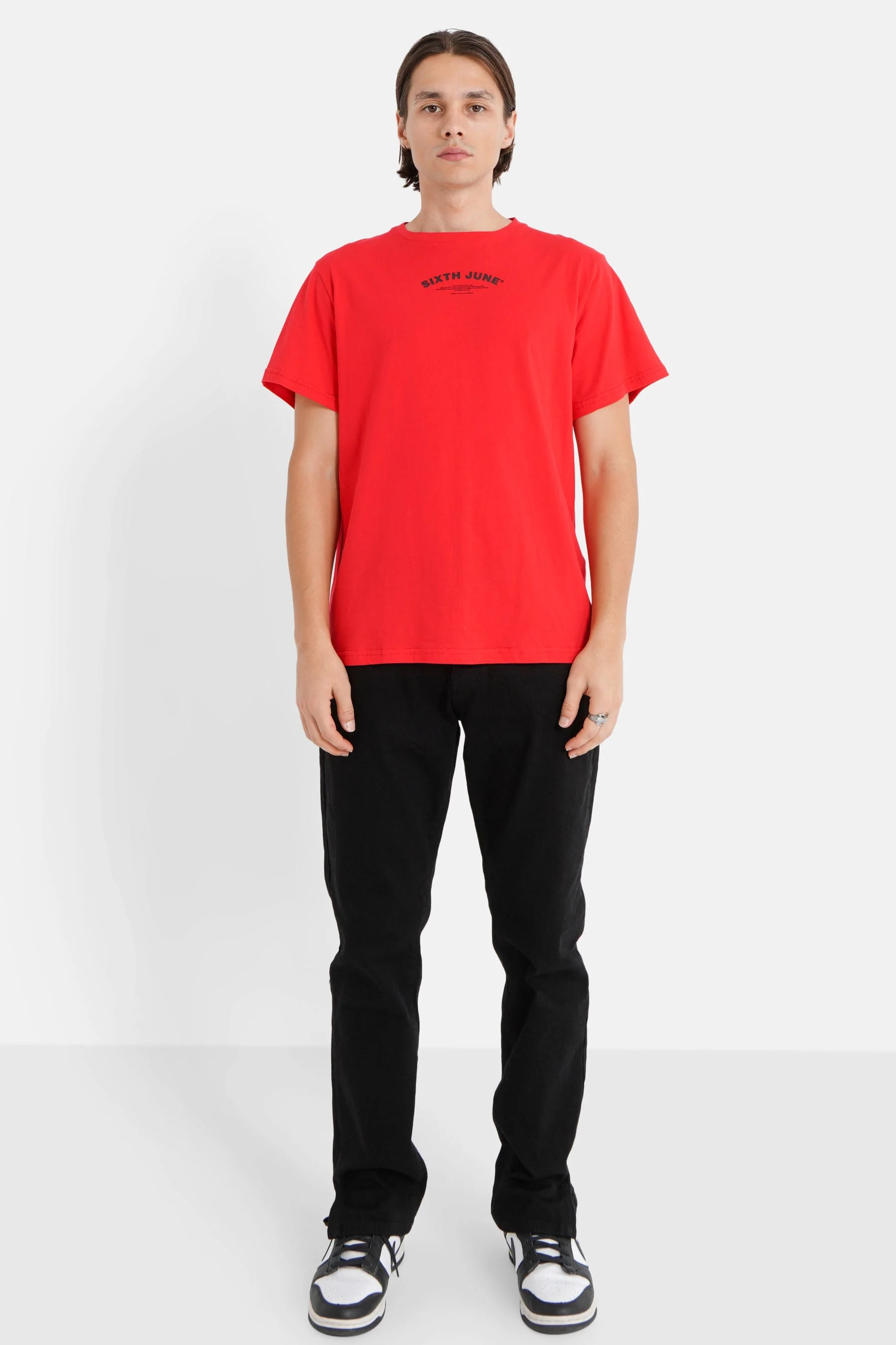 T-shirt logo incurvé avant arrière Rouge - Image 2