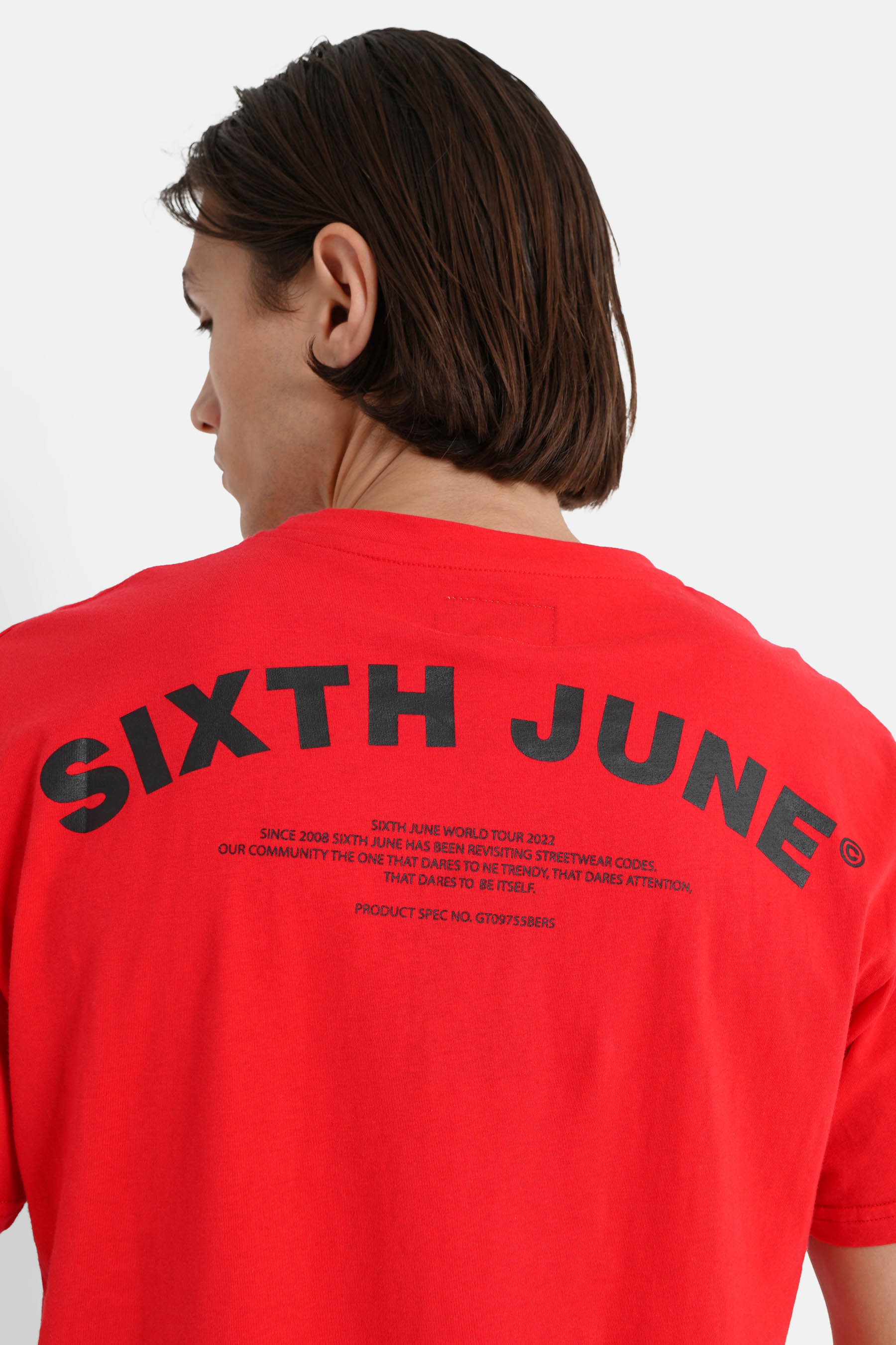 T-shirt logo incurvé avant arrière Rouge - Image 3