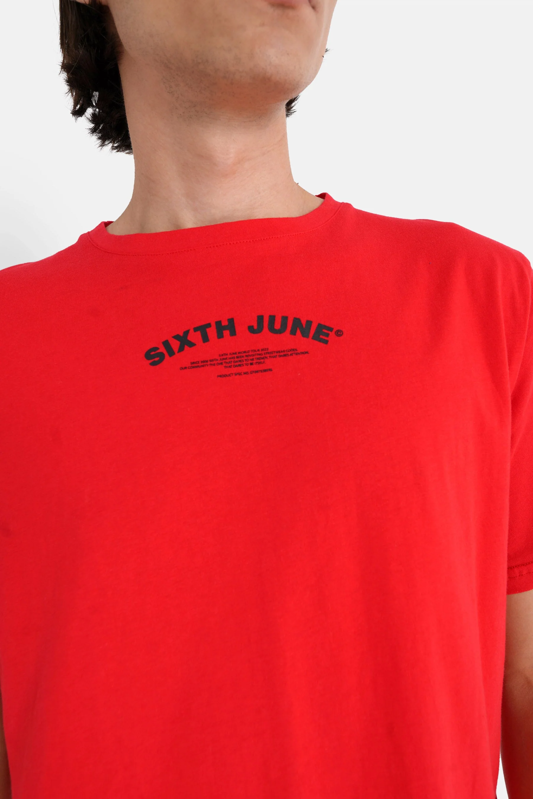T-shirt logo incurvé avant arrière Rouge - Image 4