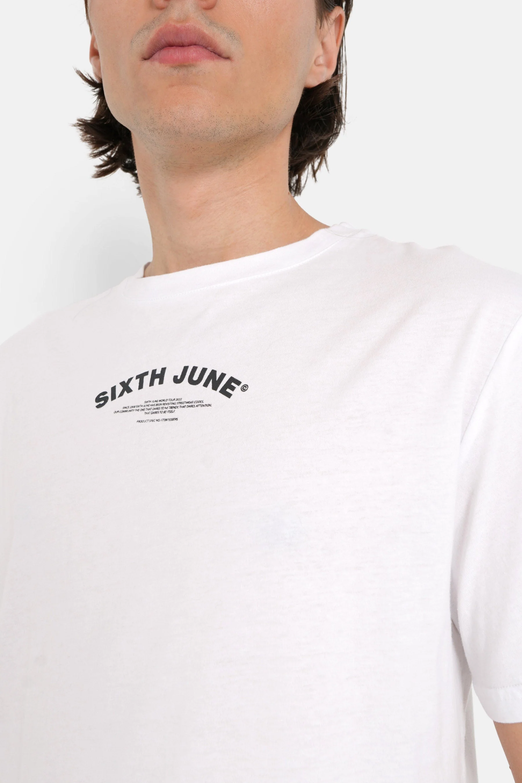 T-shirt logo incurvé avant arrière Blanc - Image 3
