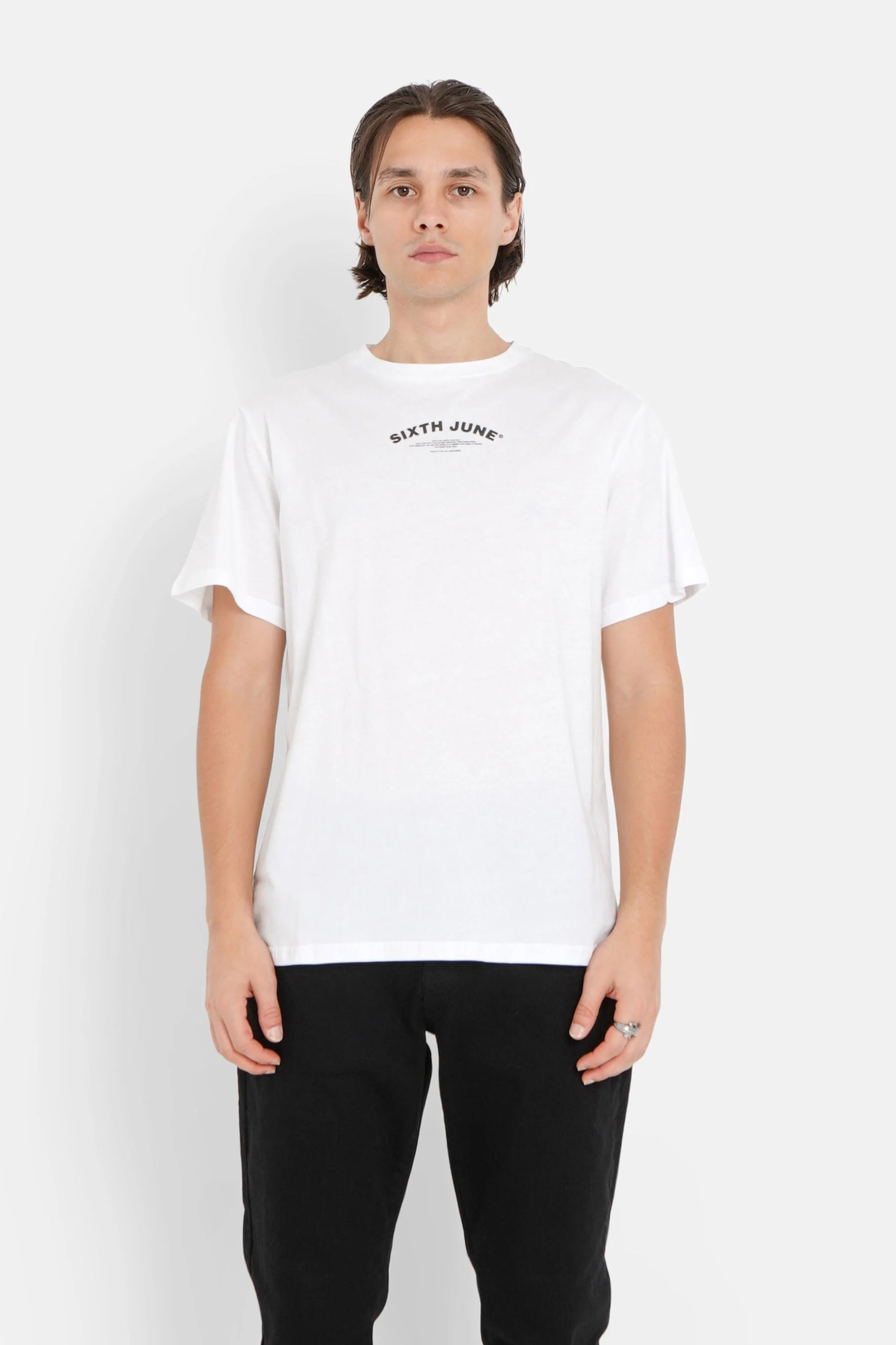 T-shirt logo incurvé avant arrière Blanc - Image 5