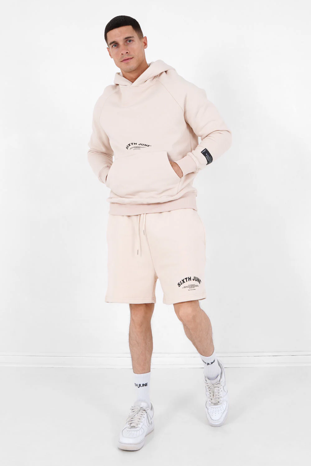 Short logo incurvé Beige - Image 2