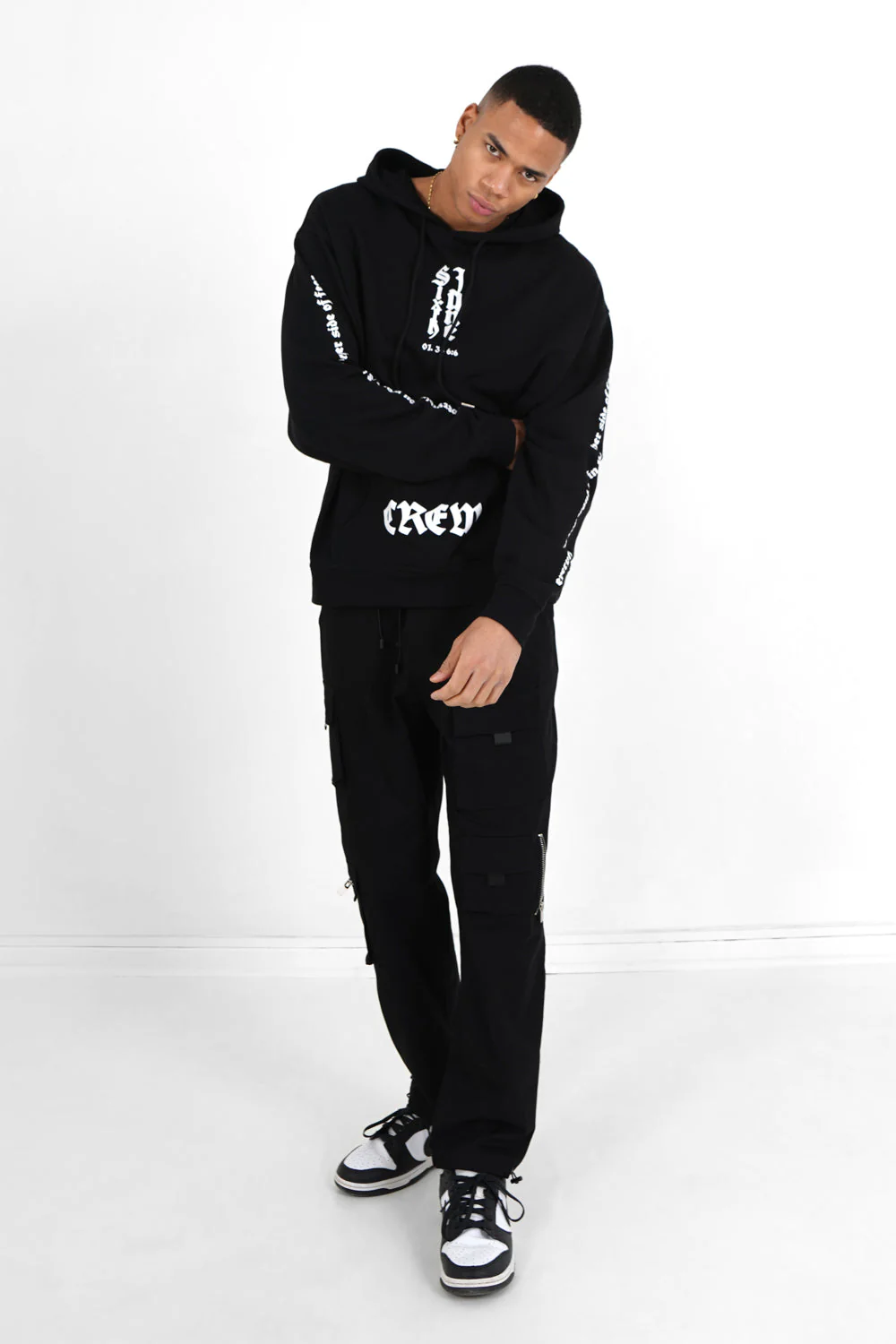 Sweatshirt capuche imprimé gotique Noir - Image 2