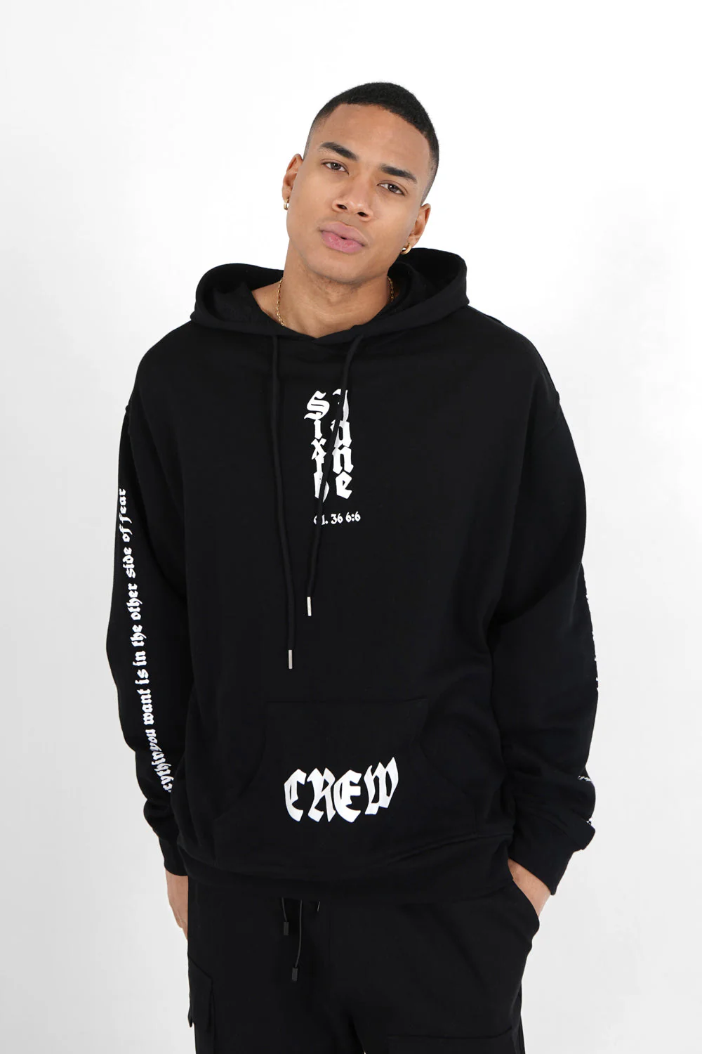 Sweatshirt capuche imprimé gotique Noir - Image 5