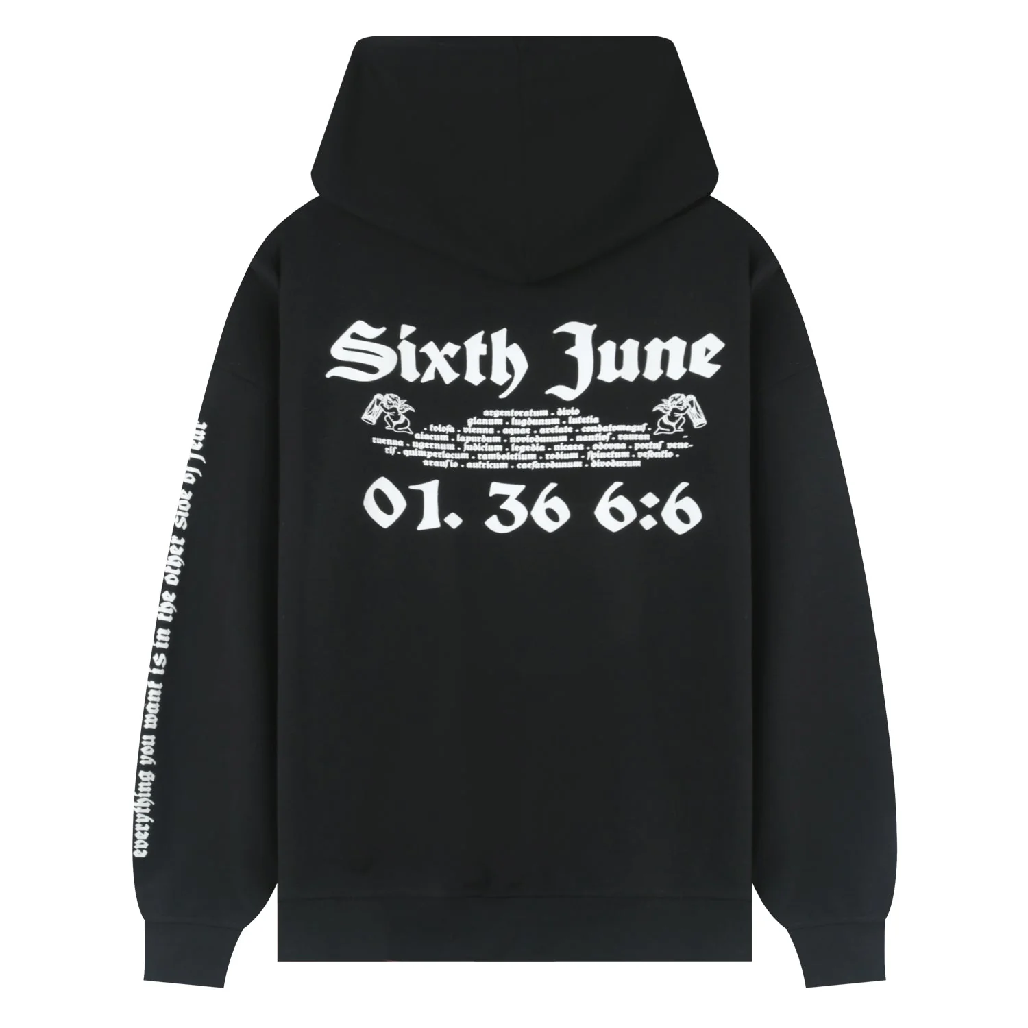 Sweatshirt capuche imprimé gotique Noir - Image 6