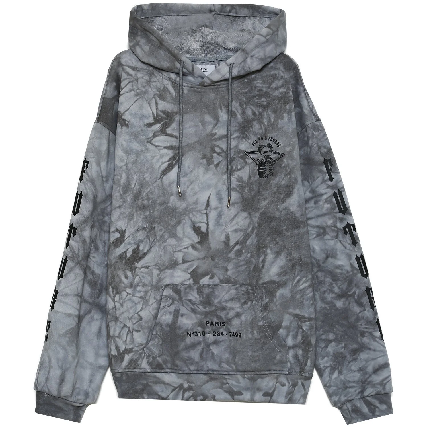 Sweat capuche global perspective tie dye gris foncé - Image 7