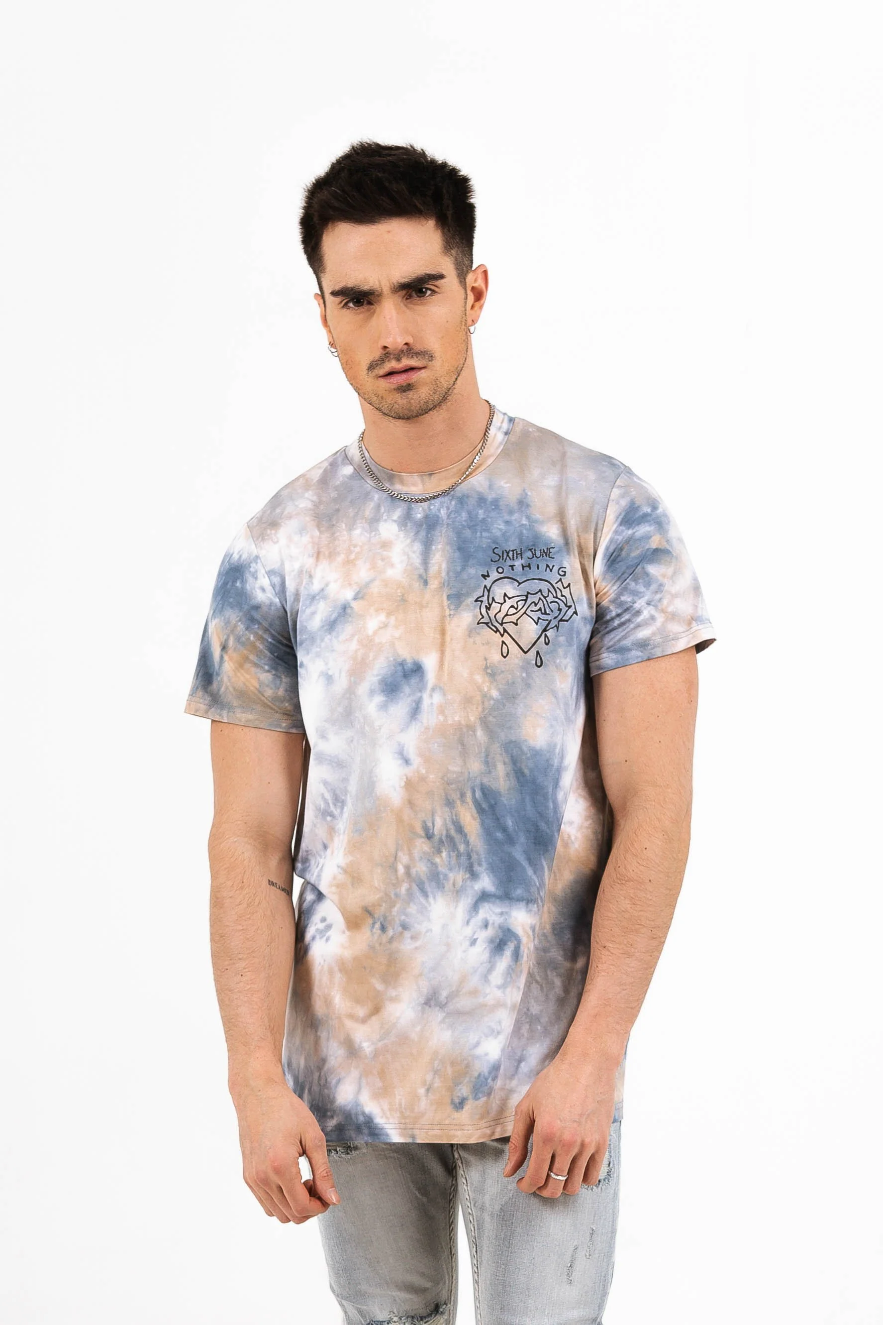 T-shirt tie dye nothing bleu beige - Image 2
