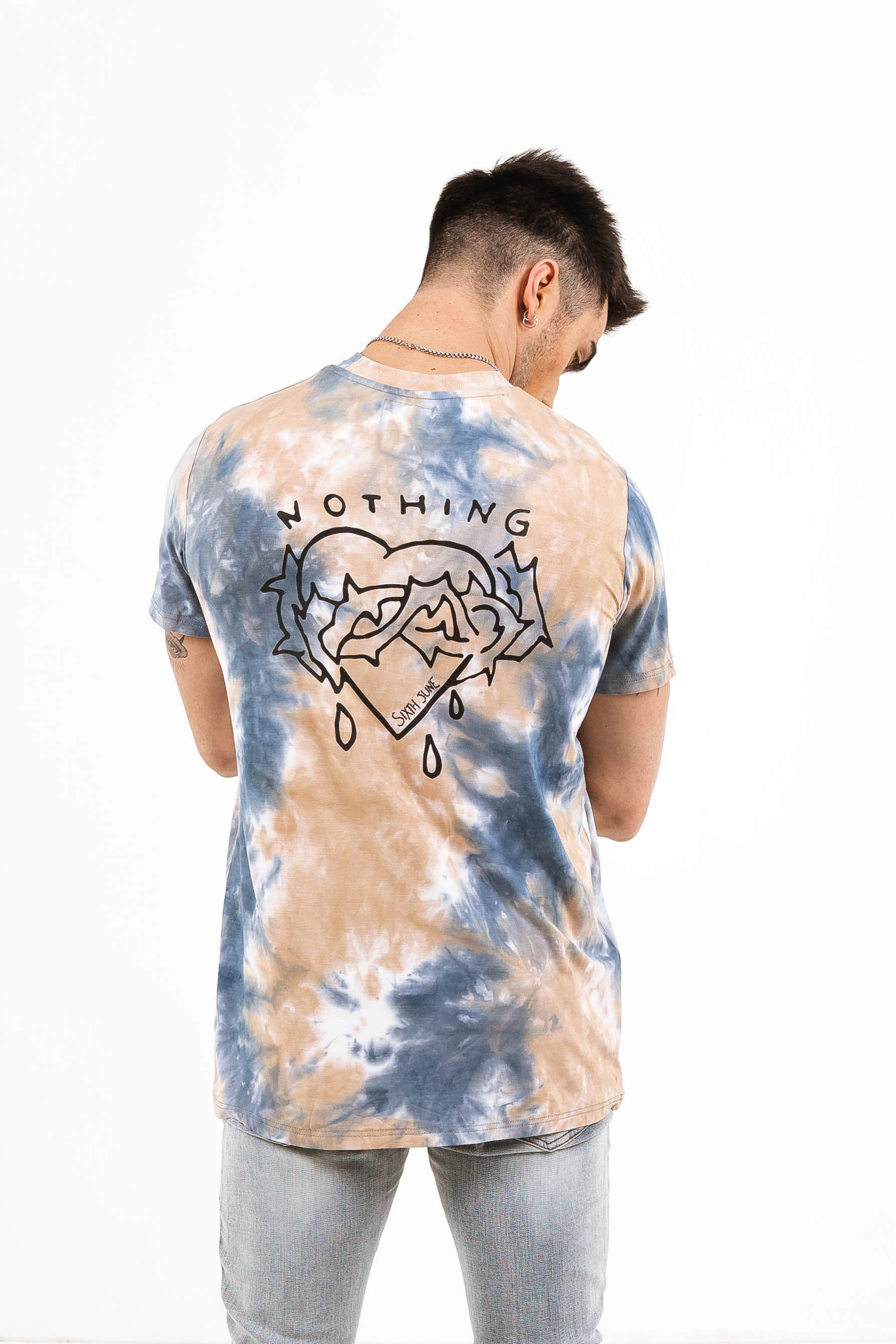 T-shirt tie dye nothing bleu beige - Image 4