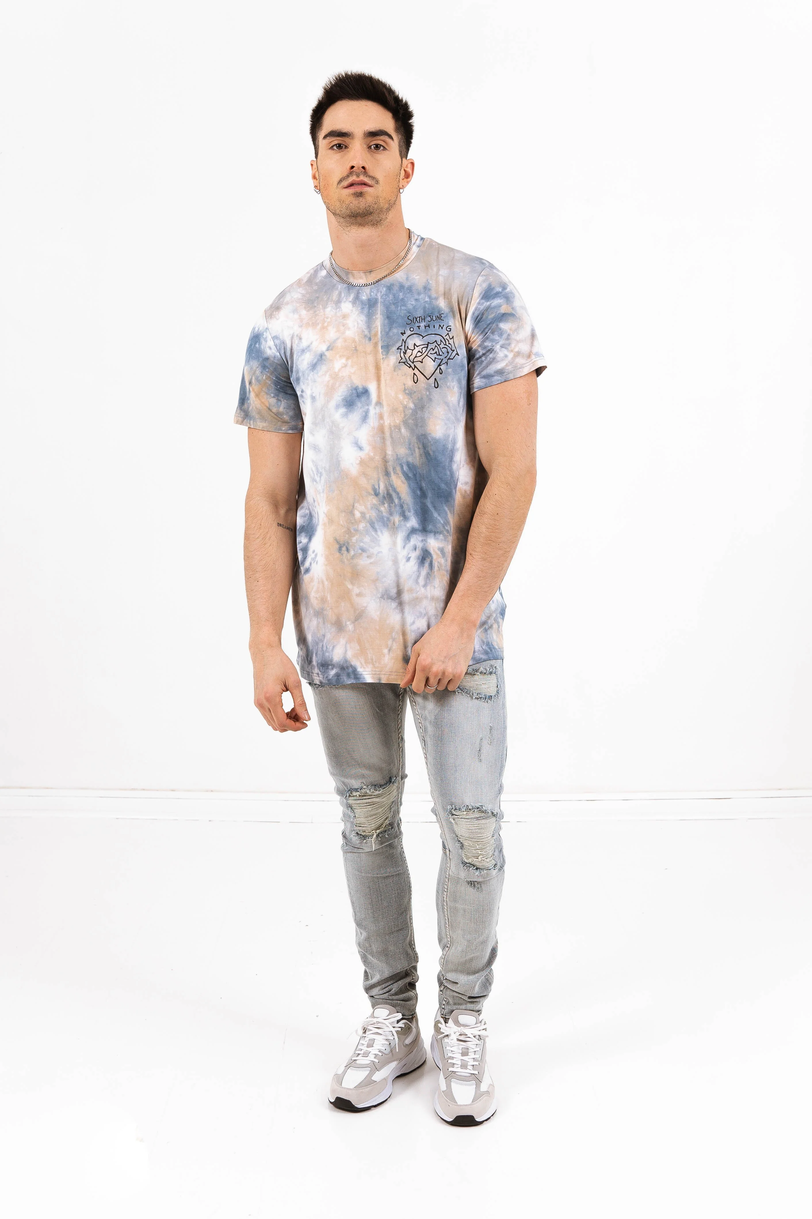 T-shirt tie dye nothing bleu beige - Image 5