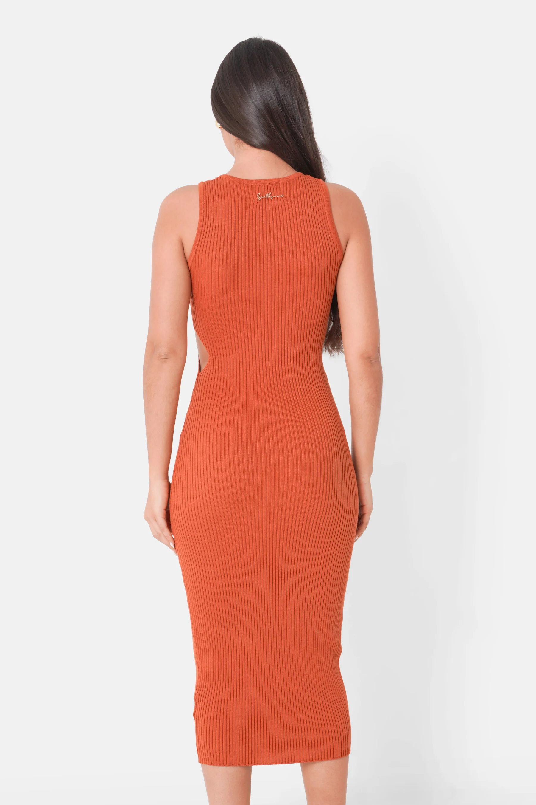 Robe maille ouverture Orange foncé - Image 5