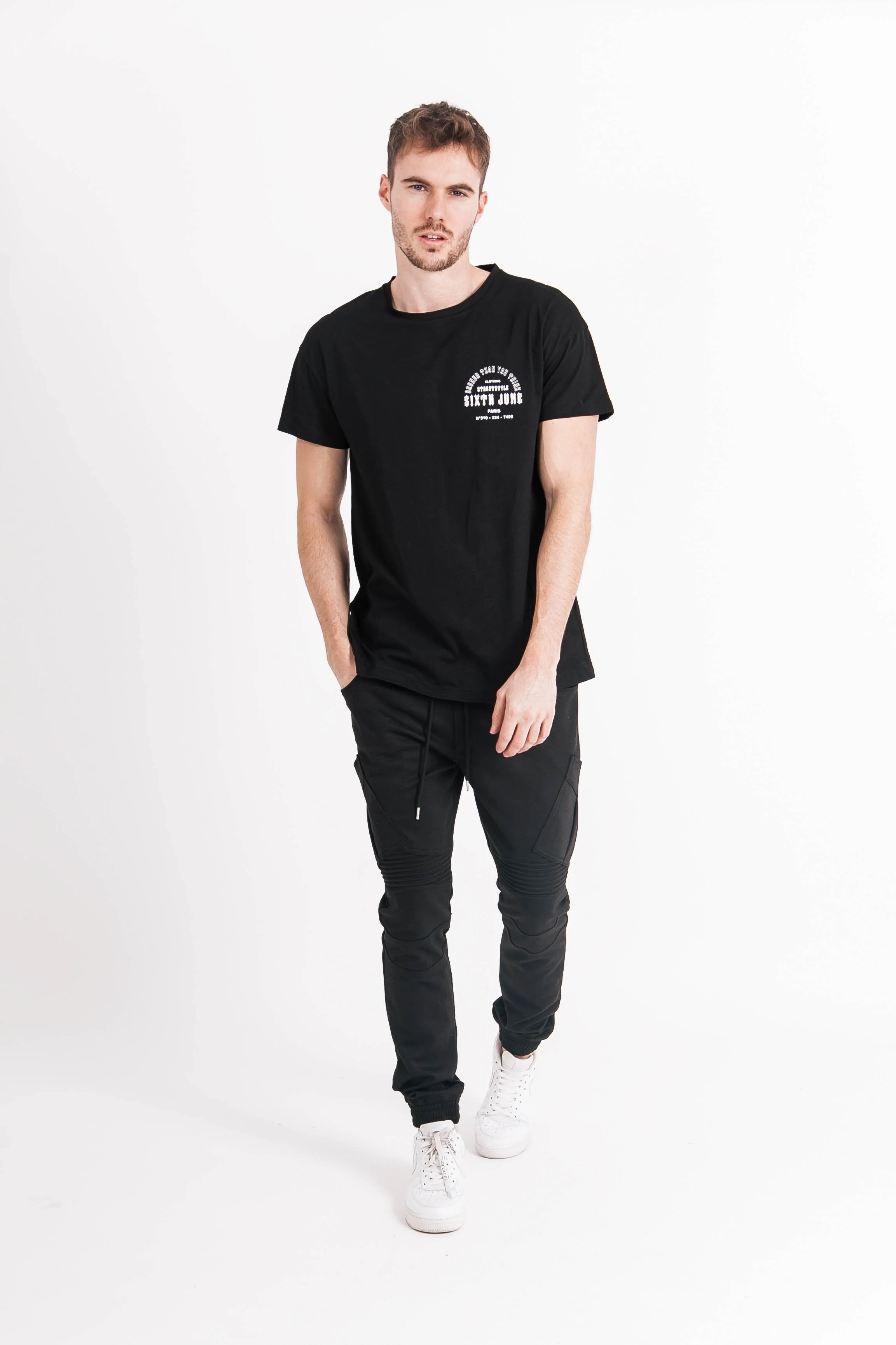 Pantalon cargo biker noir - Image 2