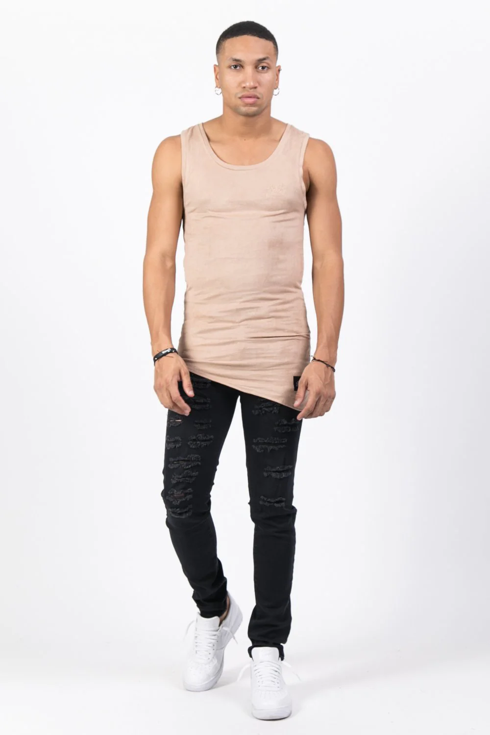 Débardeur suédine asymétrique beige - Image 2