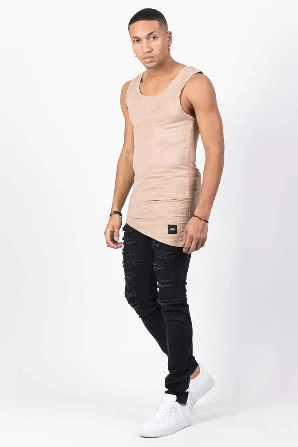 Débardeur suédine asymétrique beige - Image 3