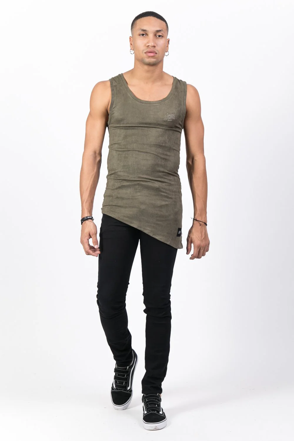 Débardeur suédine asymétrique kaki - Image 2