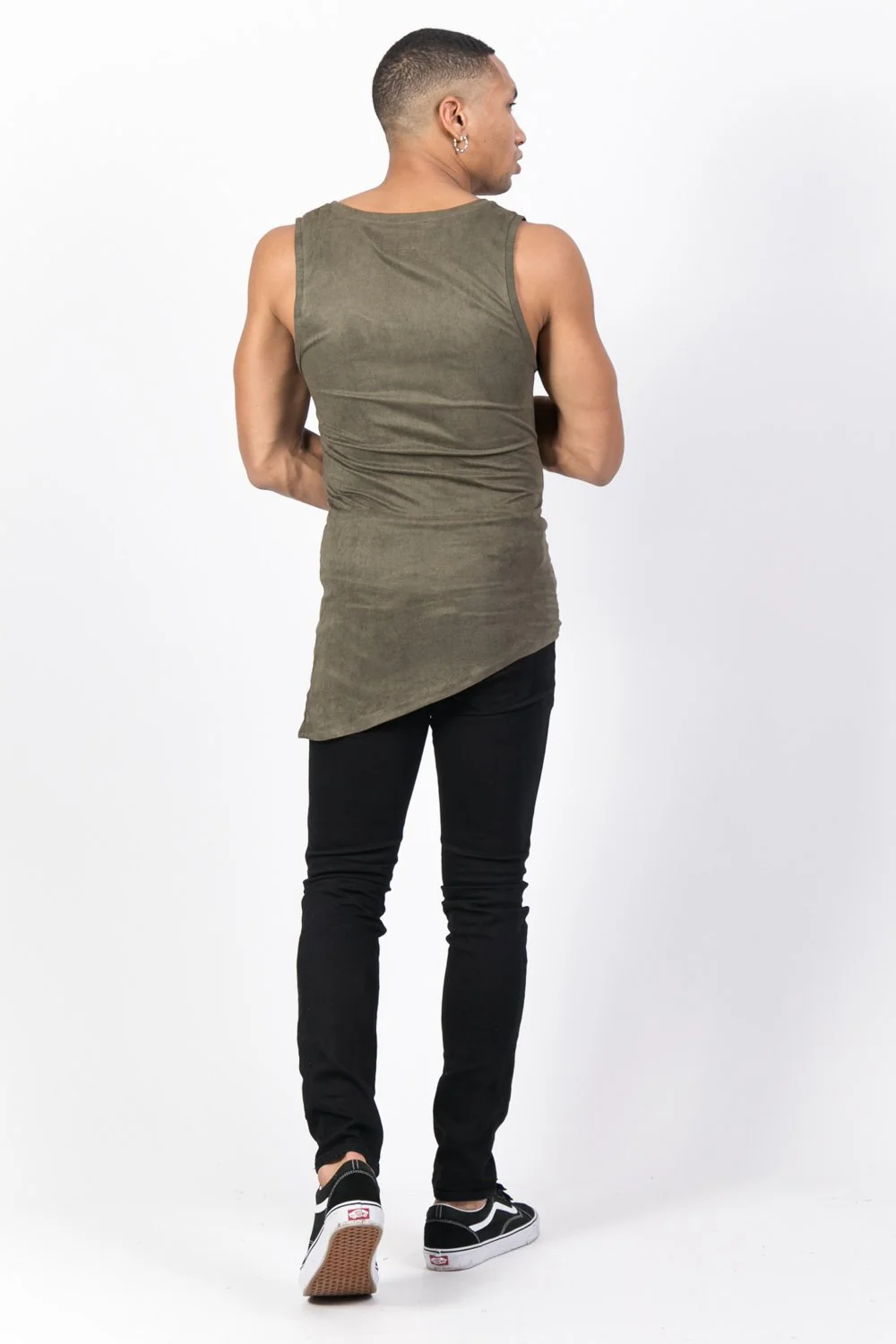 Débardeur suédine asymétrique kaki - Image 4