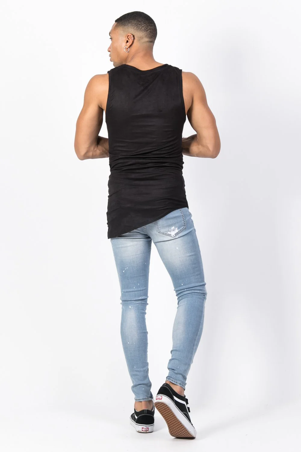 Débardeur suédine asymétrique noir - Image 4