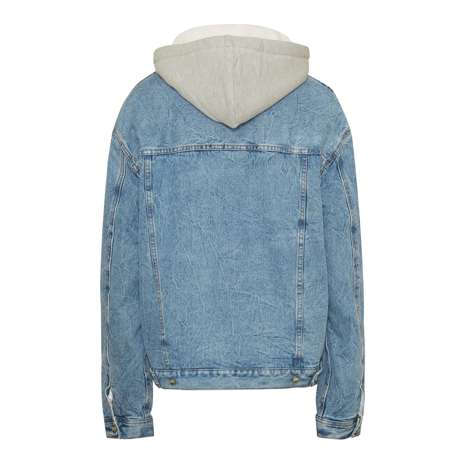 Veste en jean sherpa capuche bleu - Image 6