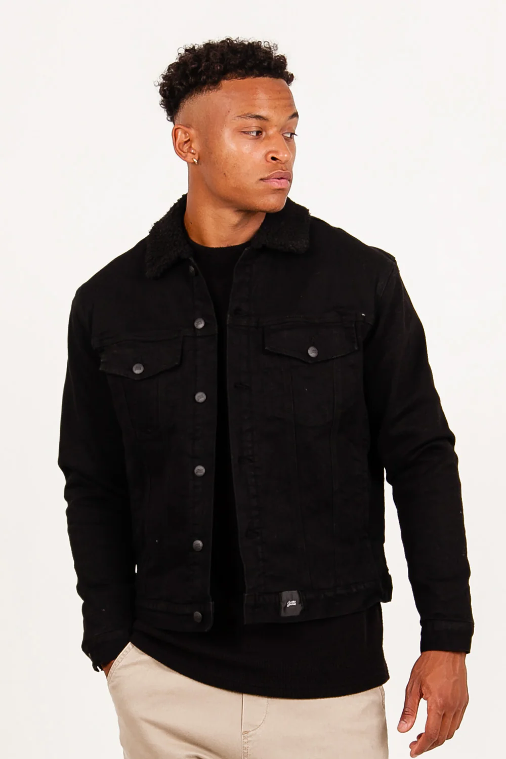 Veste en jean sherpa noir - Image 2