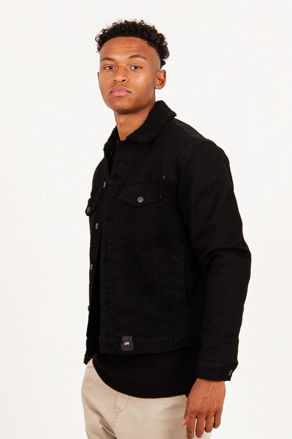 Veste en jean sherpa noir - Image 3