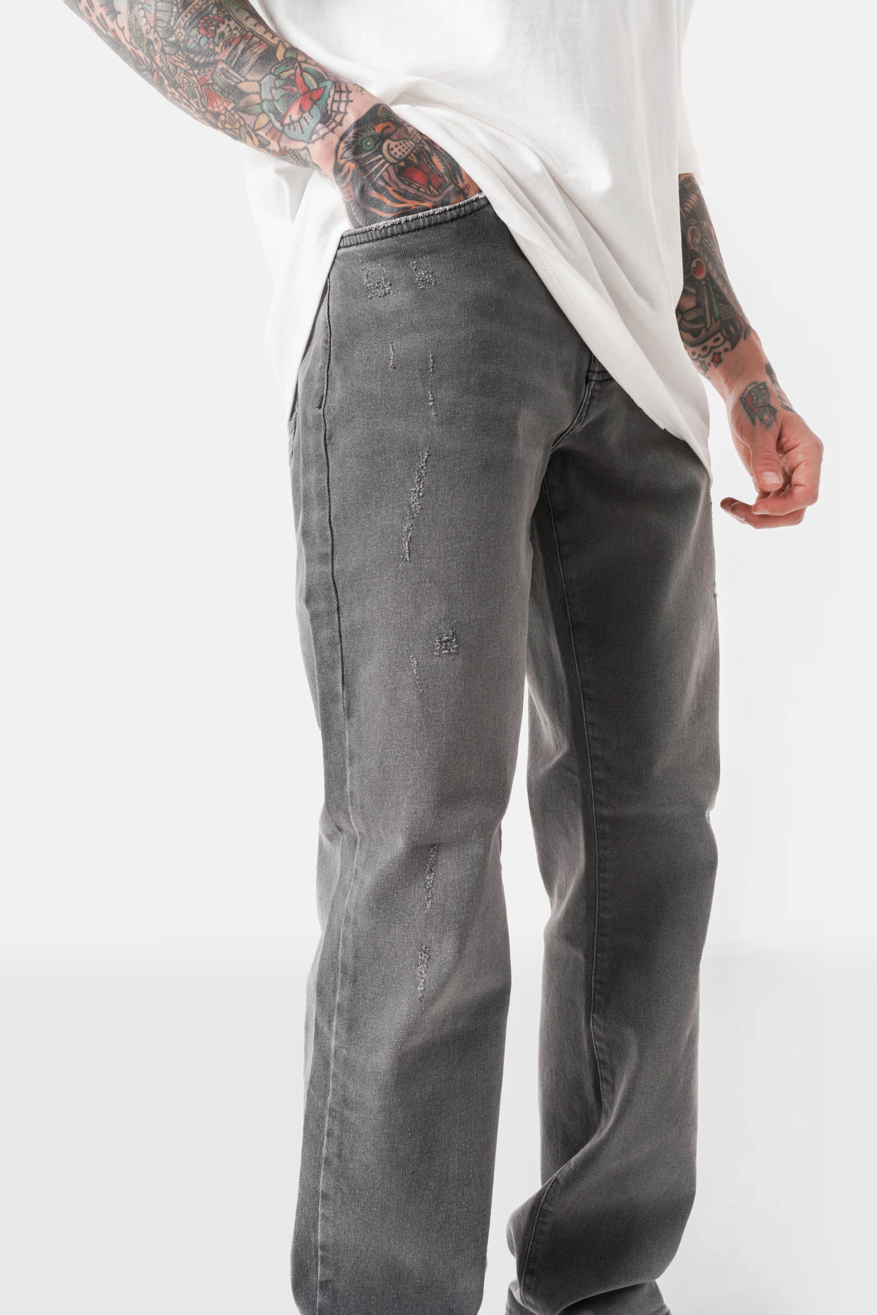 Jean regular griffé Gris - Image 3