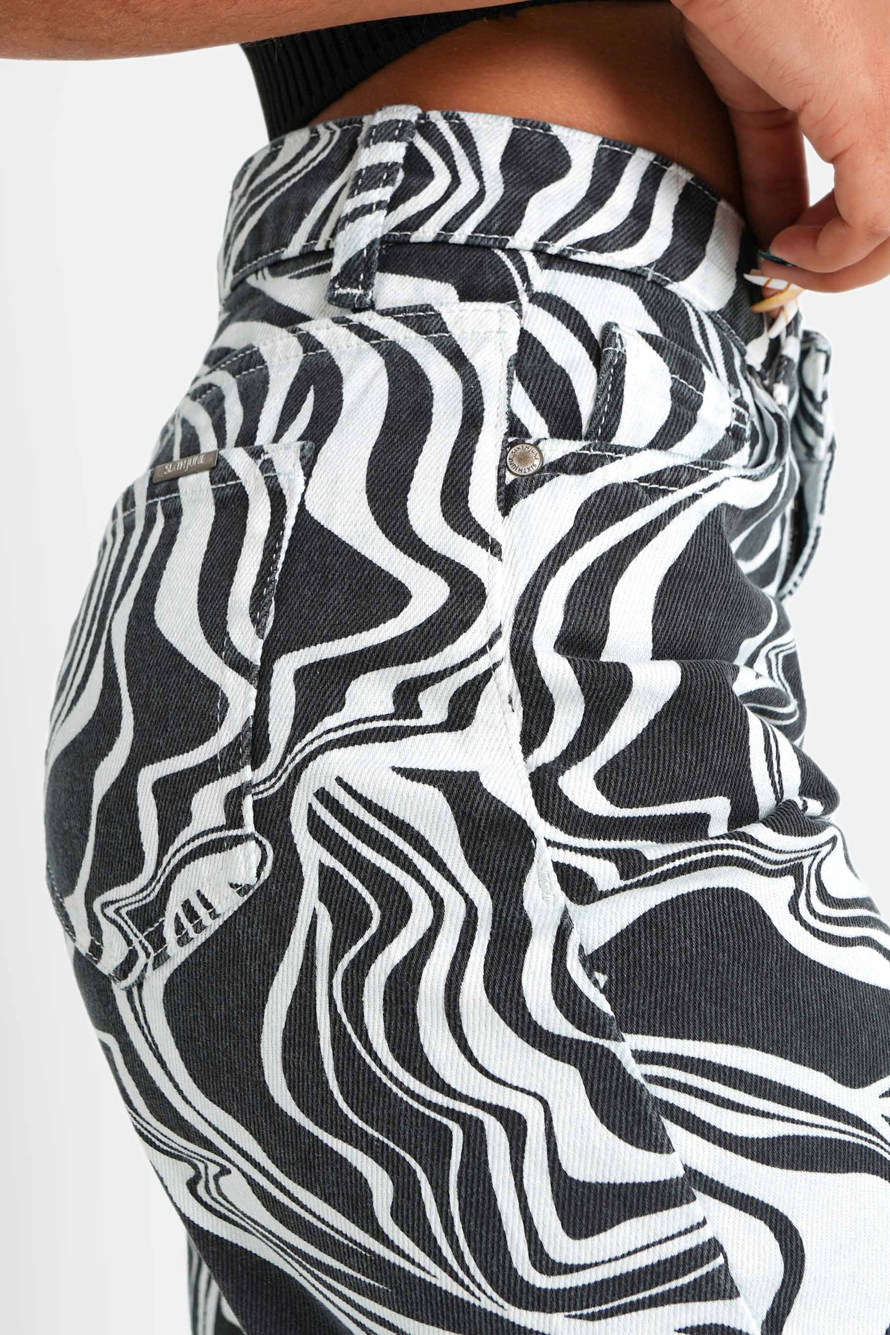 Jean motif zèbre large Noir - Image 3