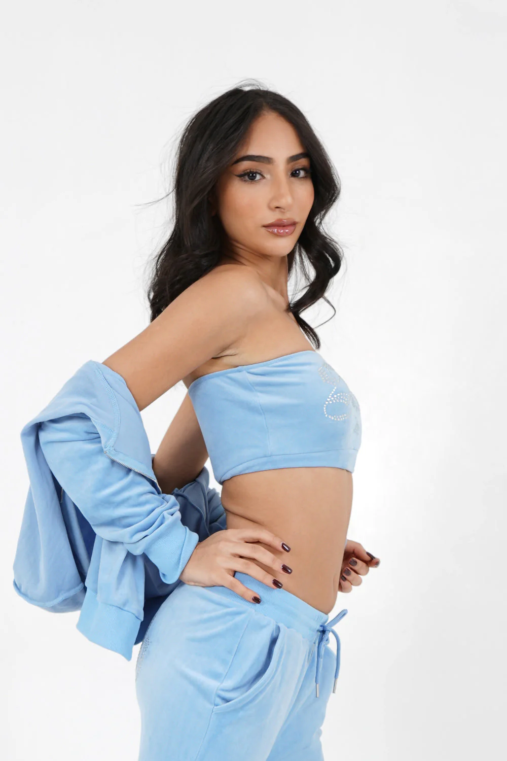 Bandeau velours strass Bleu - Image 4