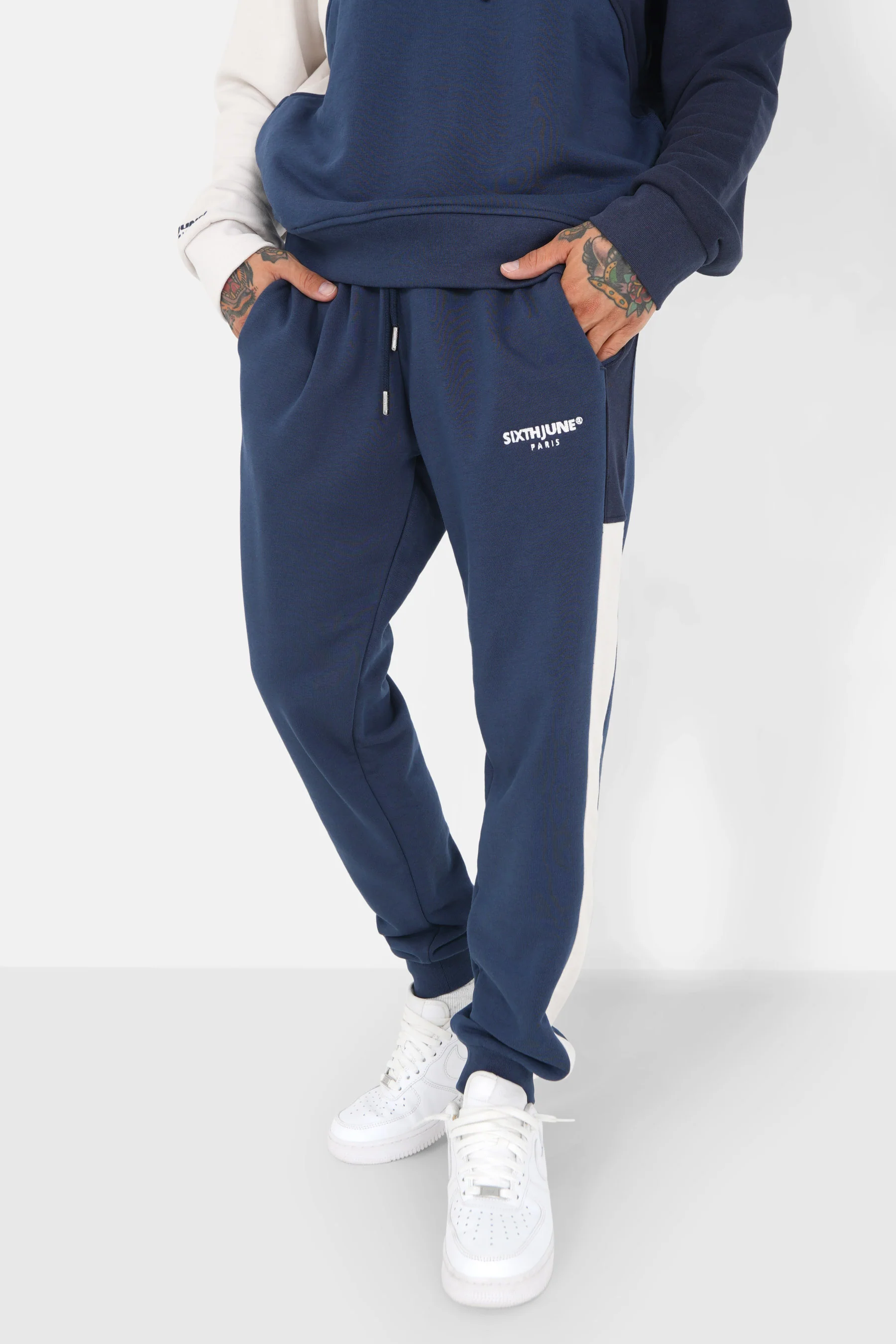 Jogging tricolore logo patch Bleu foncé