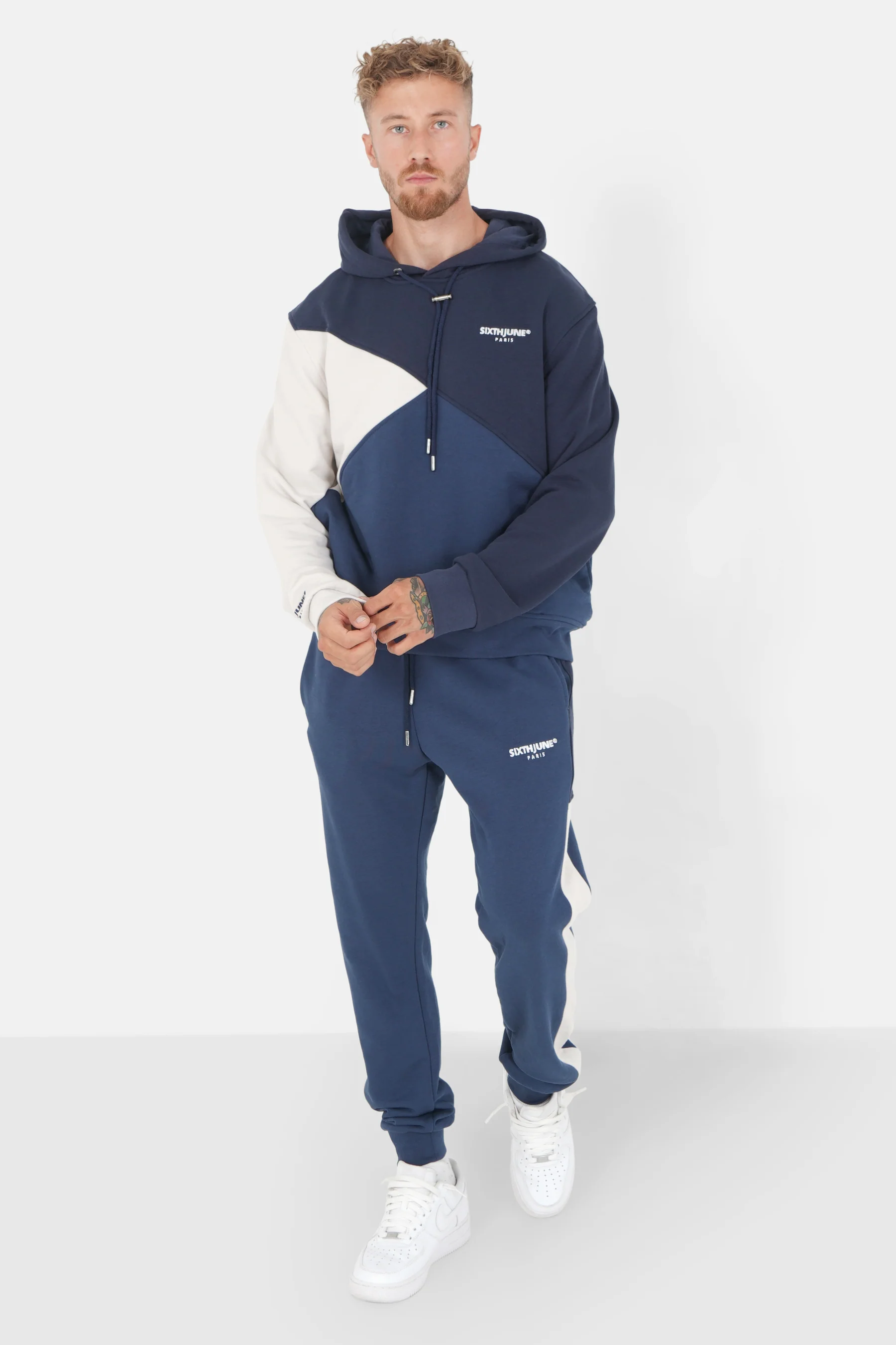 Jogging tricolore logo patch Bleu foncé - Image 2