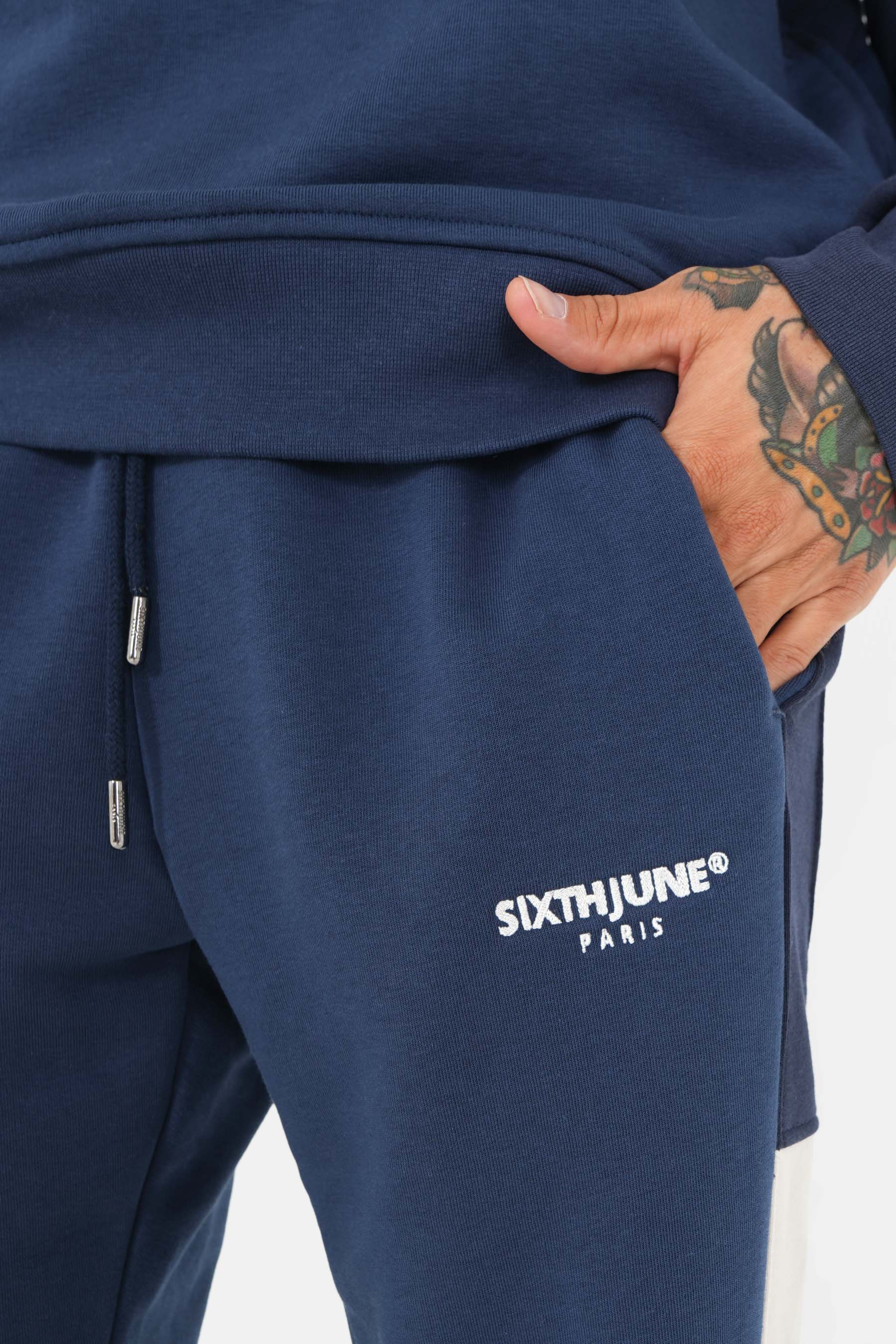 Jogging tricolore logo patch Bleu foncé - Image 3