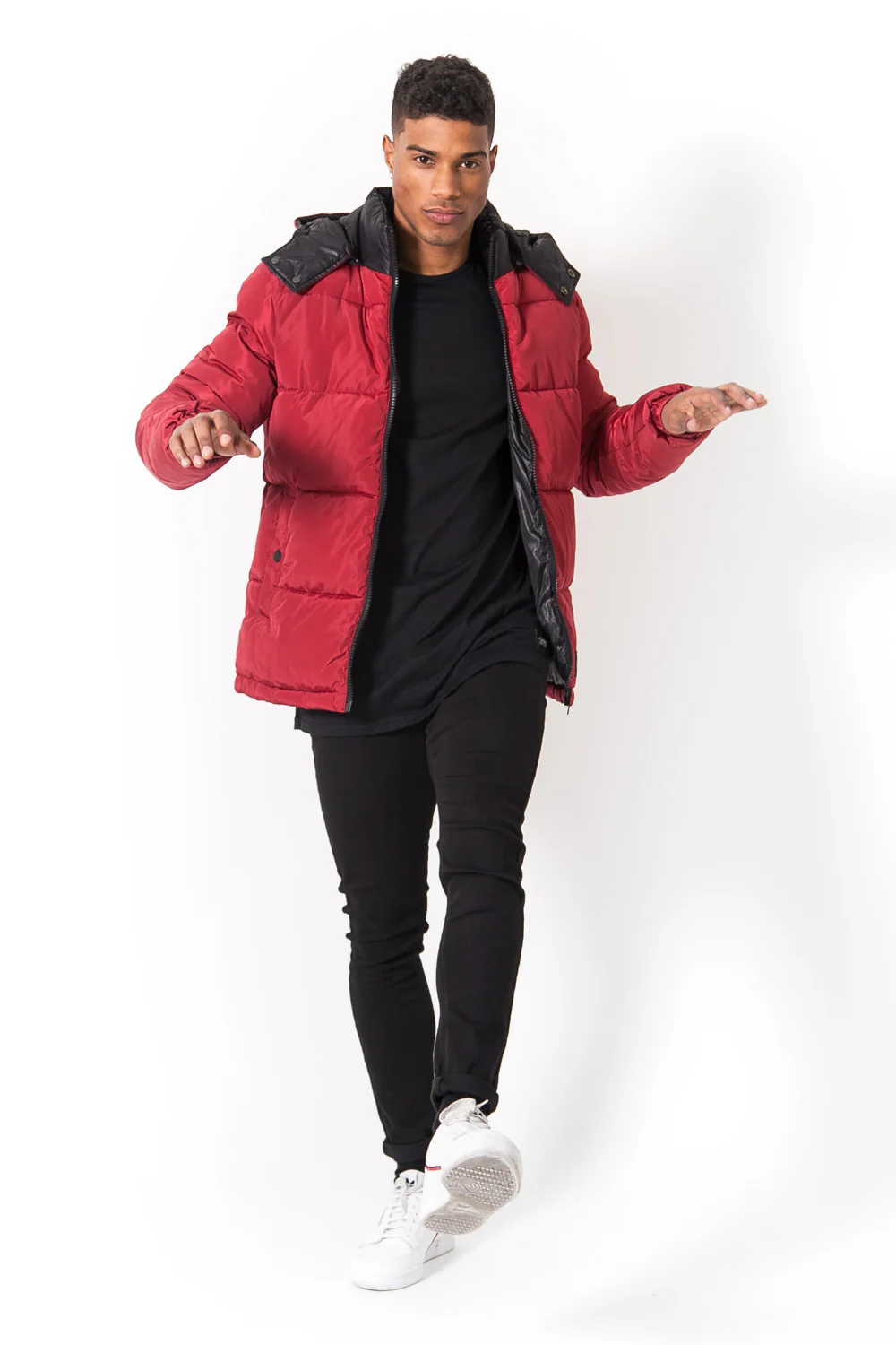 Doudoune bicolore capuche rouge - Image 6