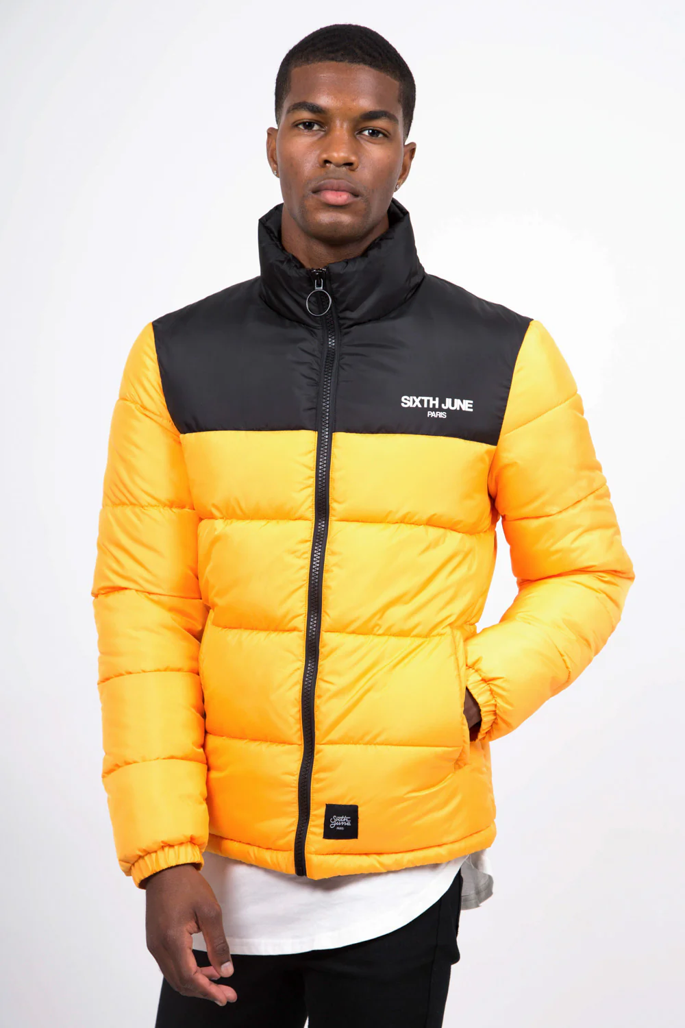 Doudoune bicolore logo jaune noire - Image 2