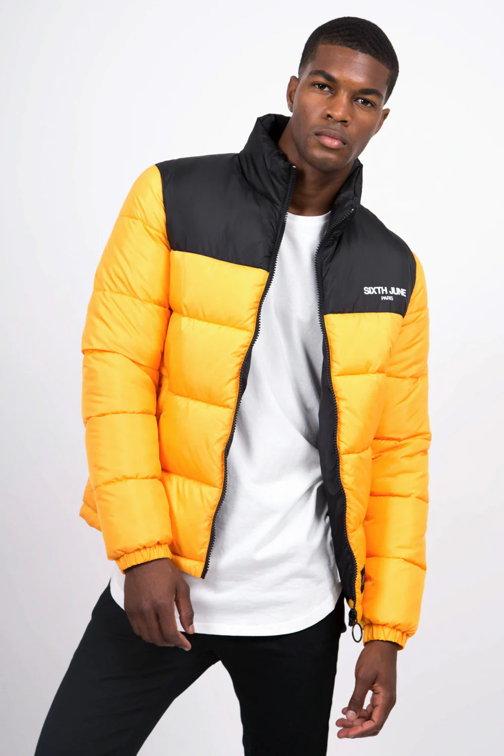 Doudoune bicolore logo jaune noire - Image 3