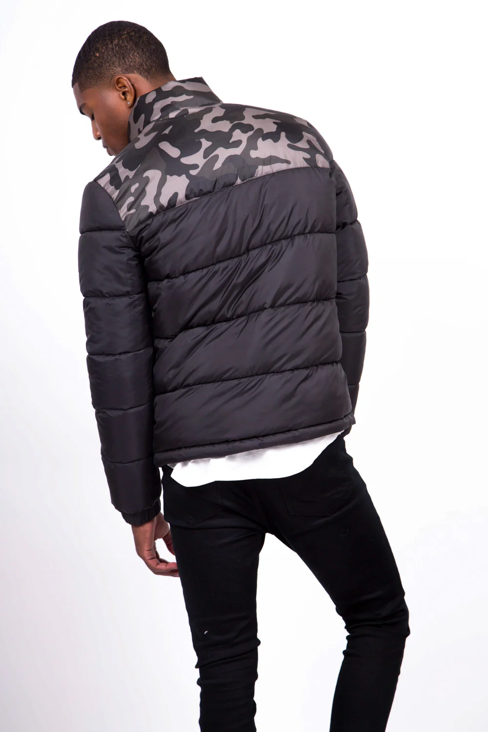 Doudoune bicolore logo noire camouflage - Image 3