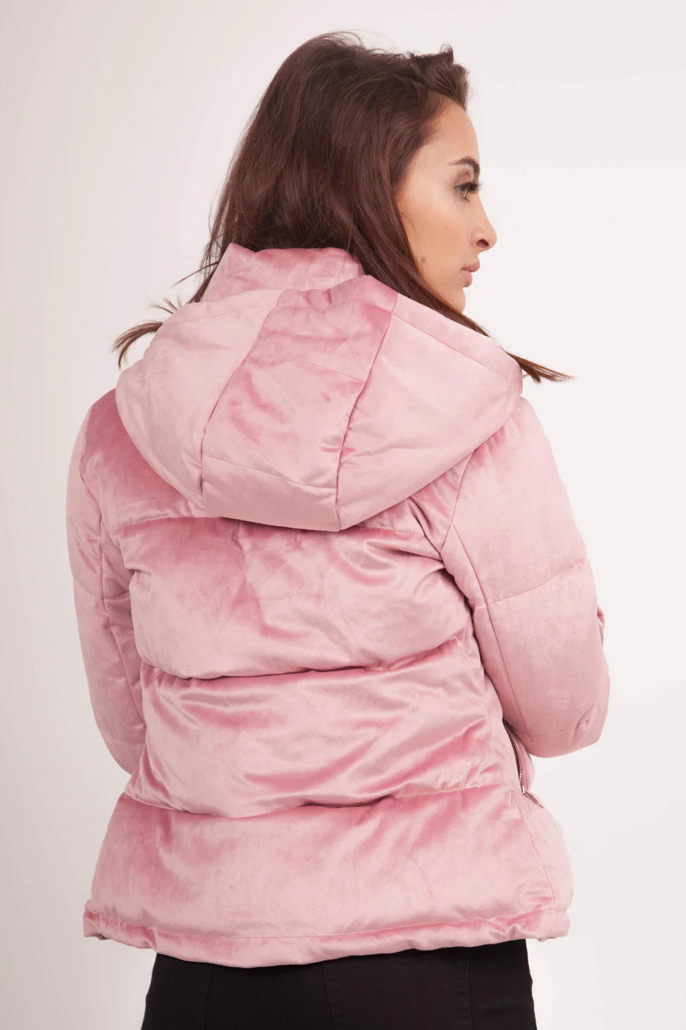 Doudoune courte velours rose - Image 3