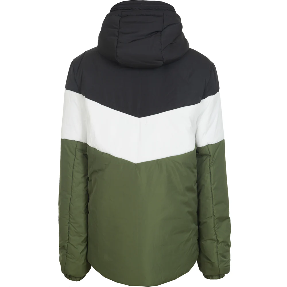 Doudoune tricolore capuche noir kaki blanc - Image 6
