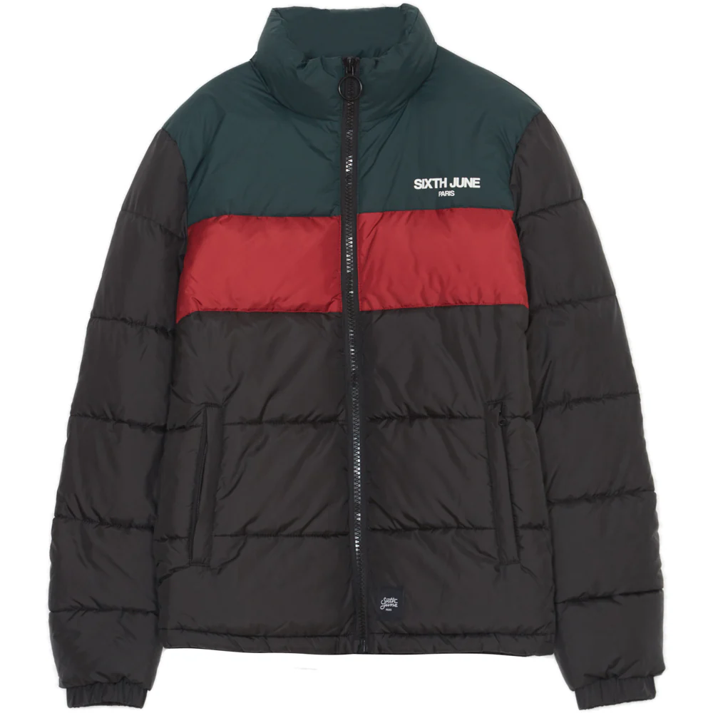 Doudoune tricolore logo noire rouge vert