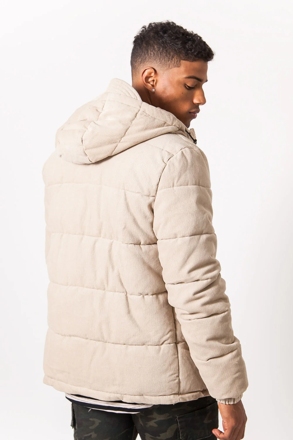 Doudoune velours capuche beige - Image 5