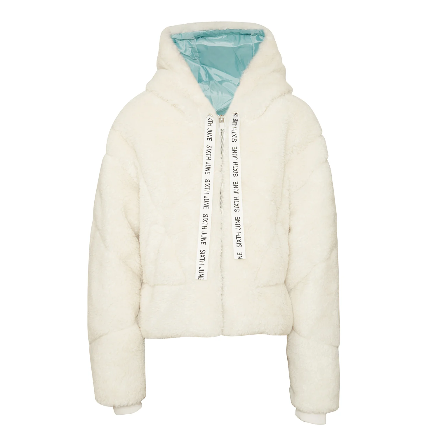 Veste oversize sherpa bicolore blanc cassé - Image 6